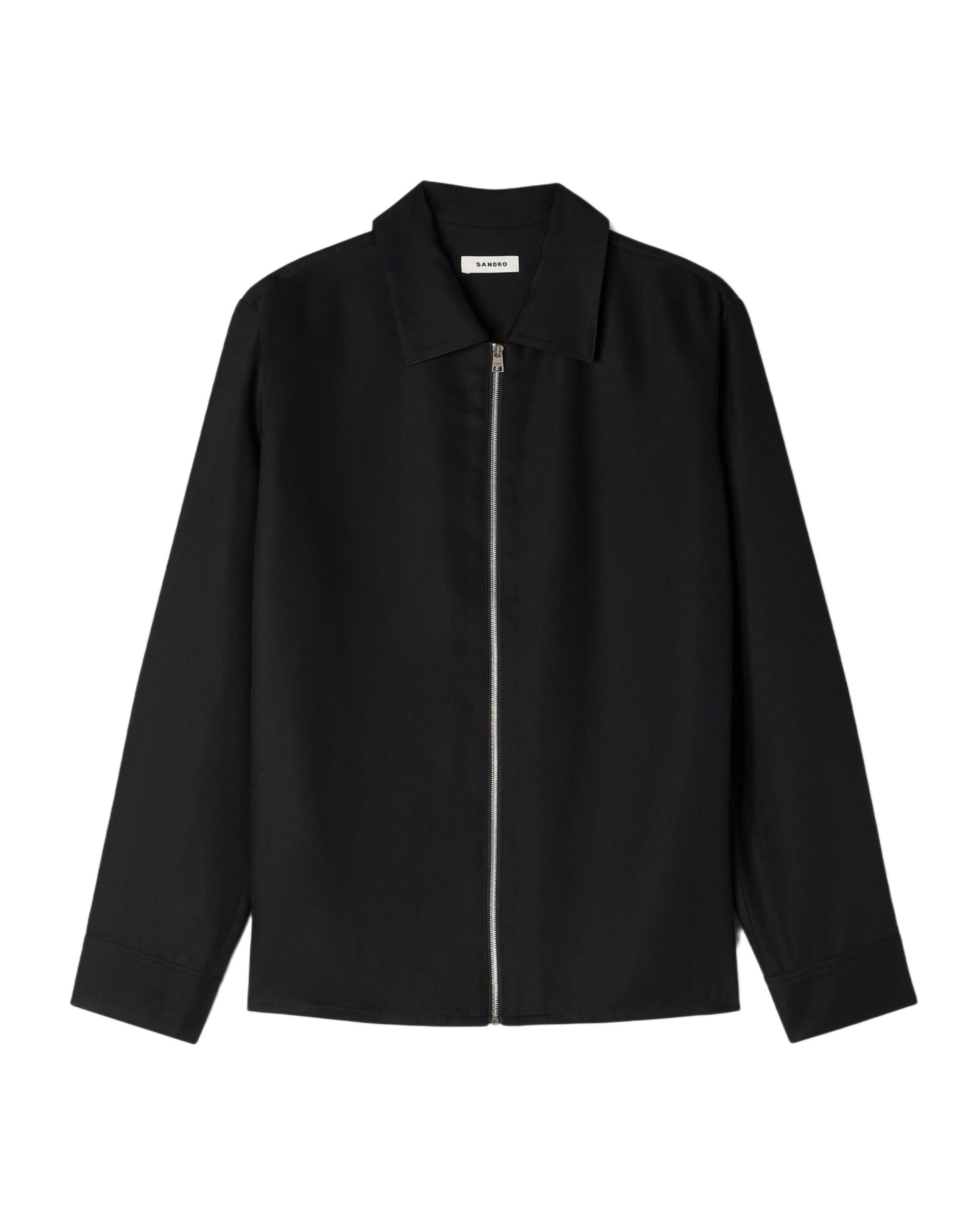 Camisa fluida de hombre corte clásico con cuello pajarita y cierre de cremallera - Sandro - Negro Negro-6