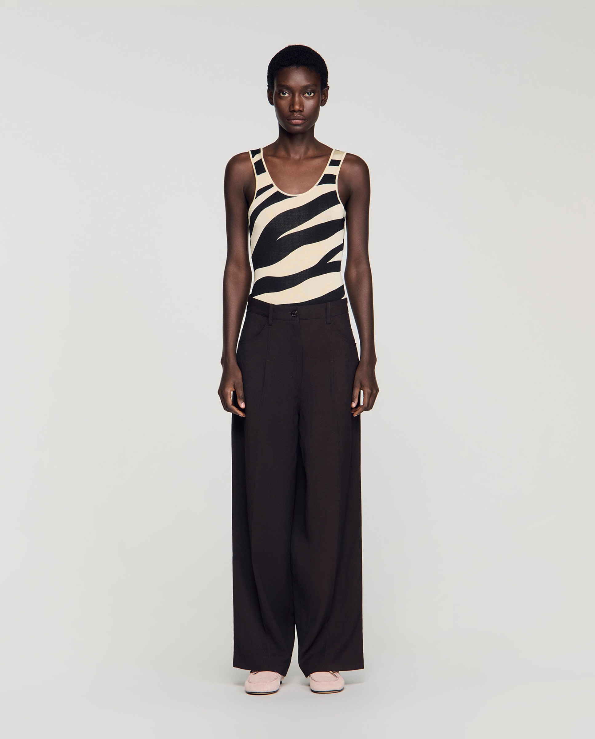 Sandro - Pantalones anchos de mujer ancho liso.
