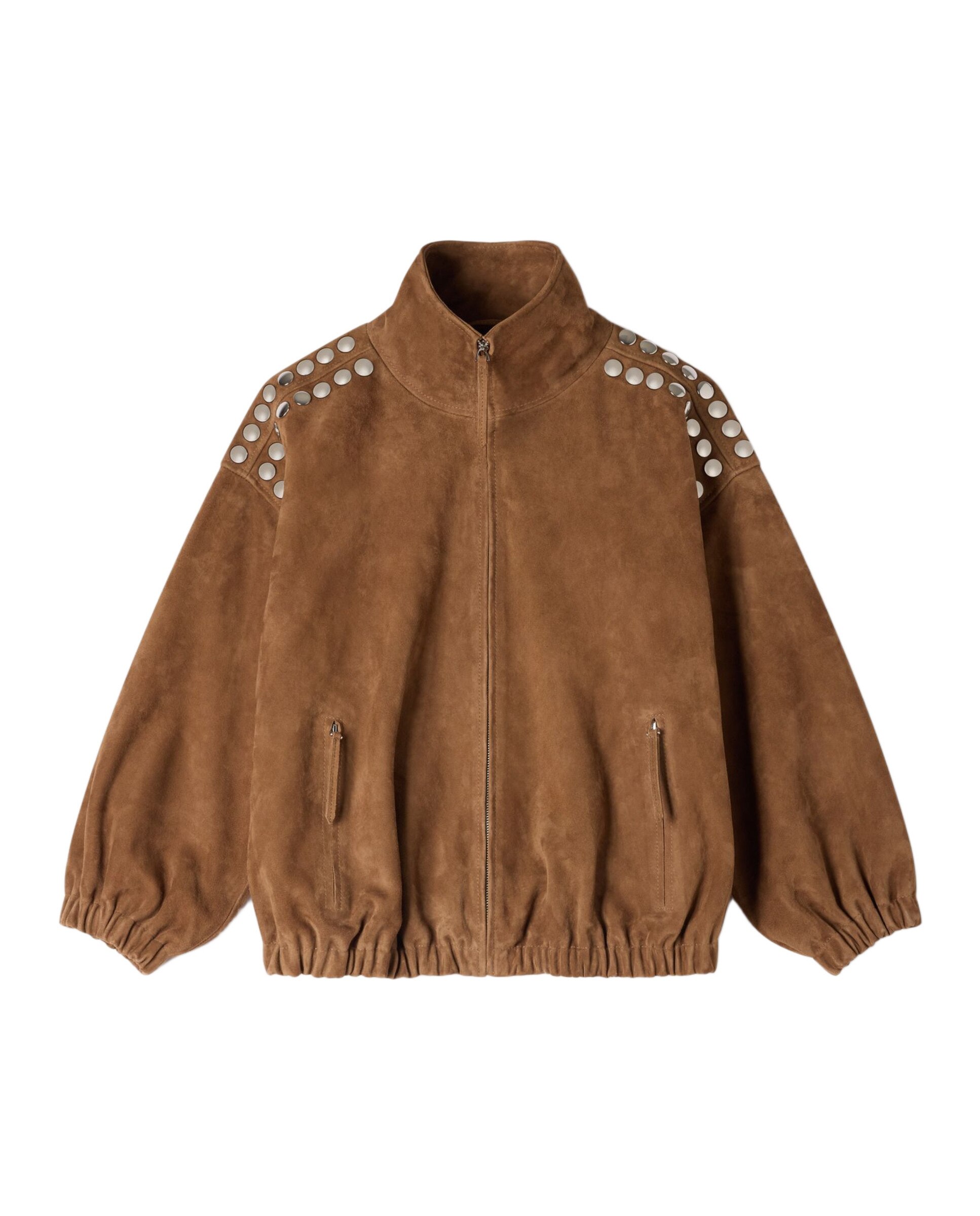 Cazadora oversize de mujer de ante con tachuelas - Sandro - Camel Camel-5