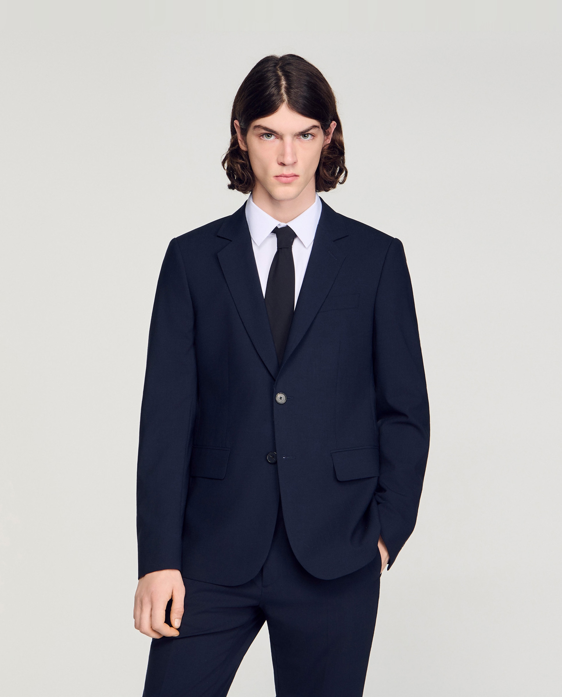 Americana de hombre corte clásico microestampado - Sandro - Azul marino Azul marino-1
