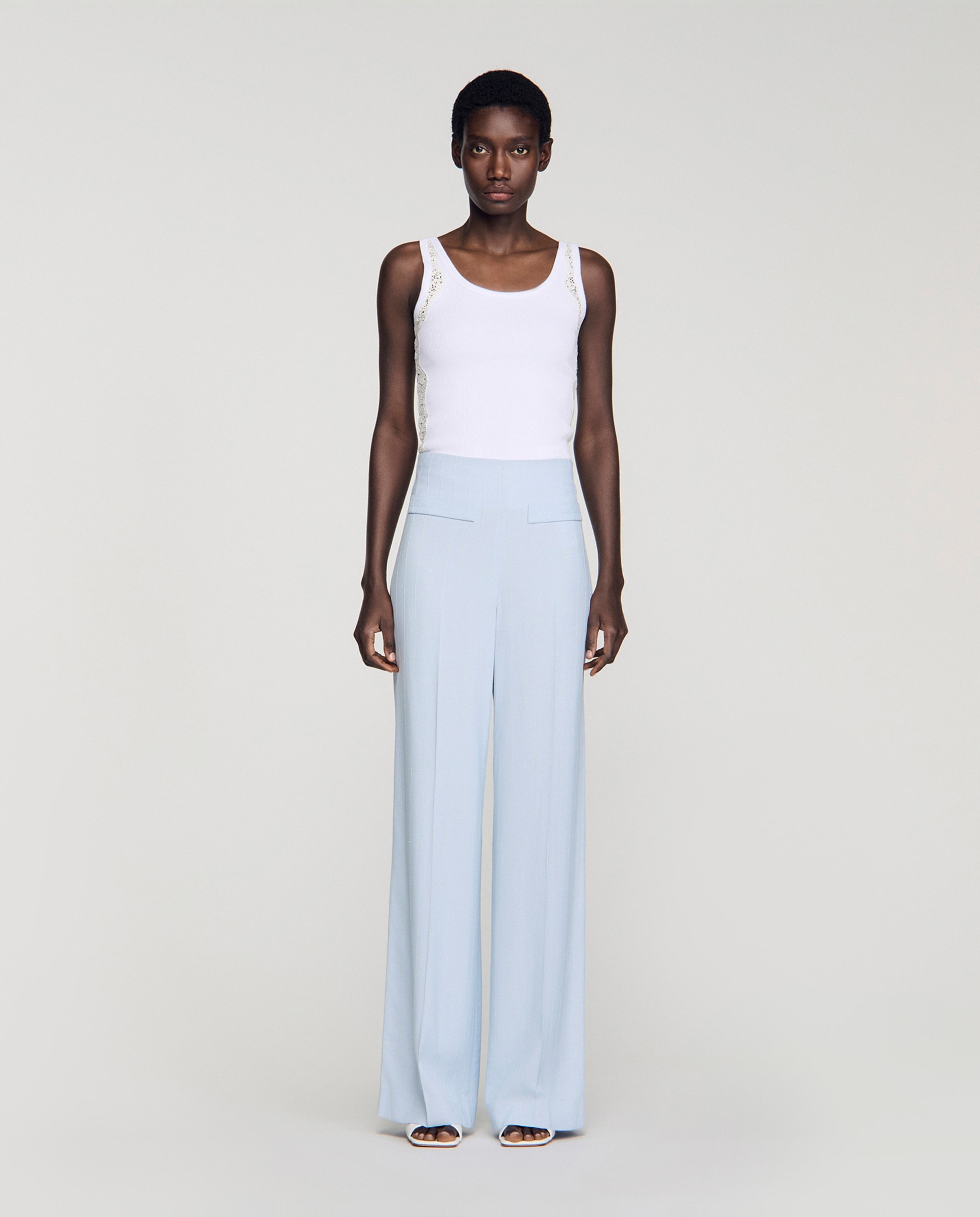 Sandro - Pantalones anchos de mujer ancho con rayas.