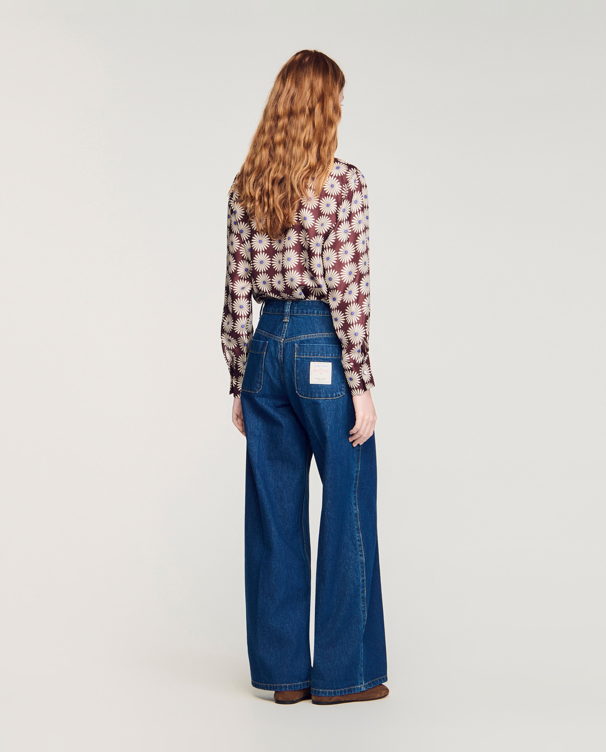 Vaquero de mujer recto con bolsillos de parche 100% algodón - Sandro - Azul Azul-3