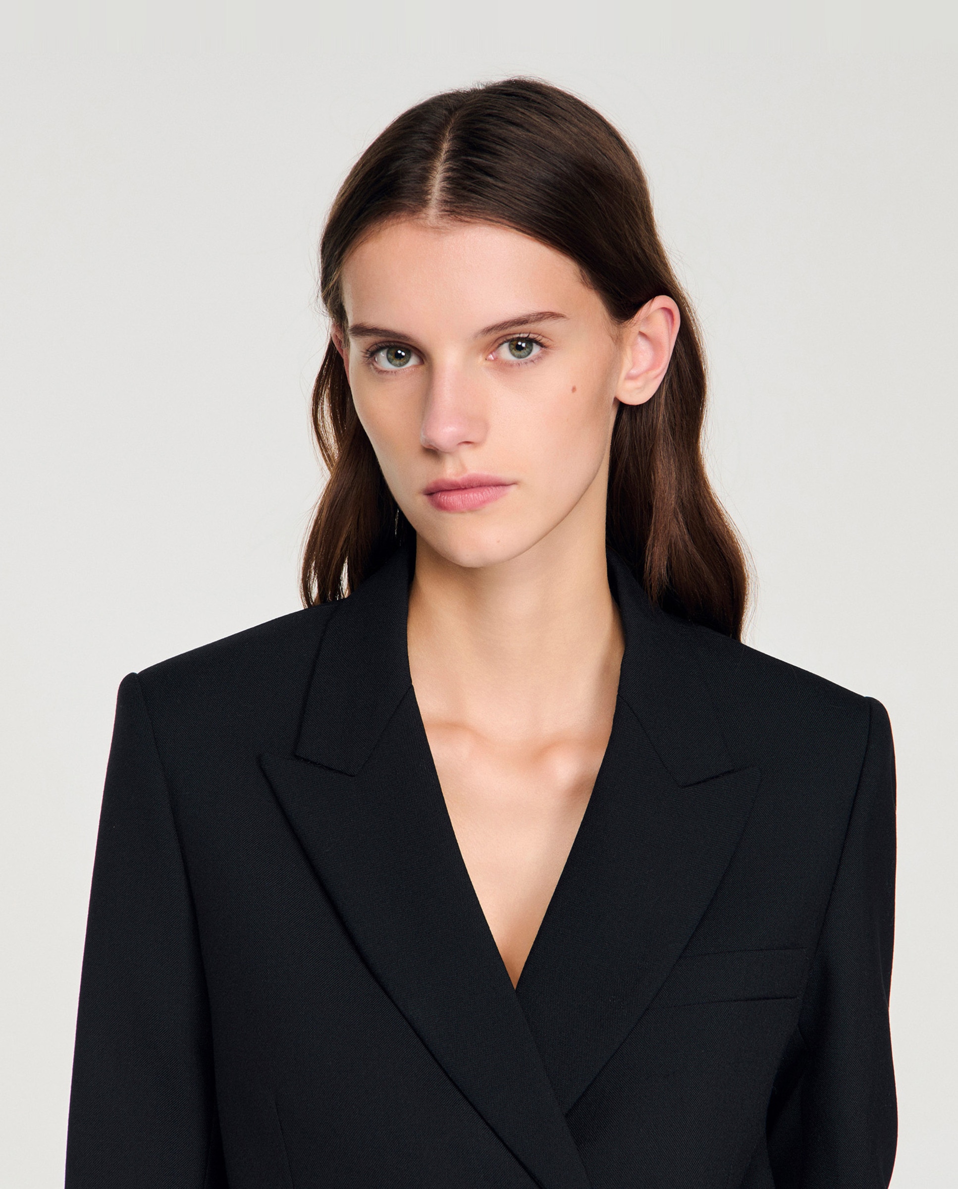 Chaqueta de mujer sastre entallada 100% lana virgen - Sandro - Negro Negro-5