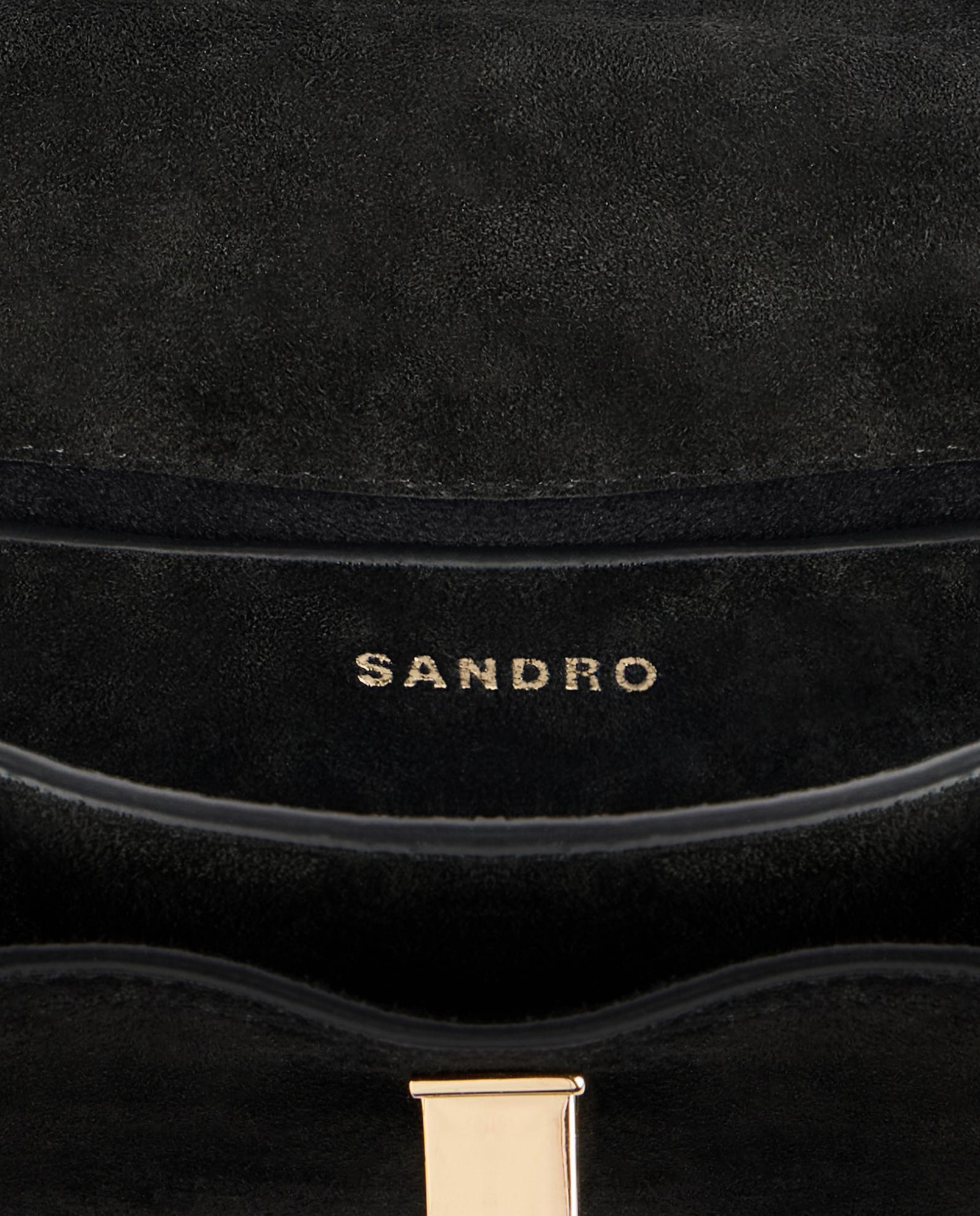 Bandolera mini multiposición de ante Le Mini Mambo con flecos y cierre giratorio - Sandro - Negro Negro-4