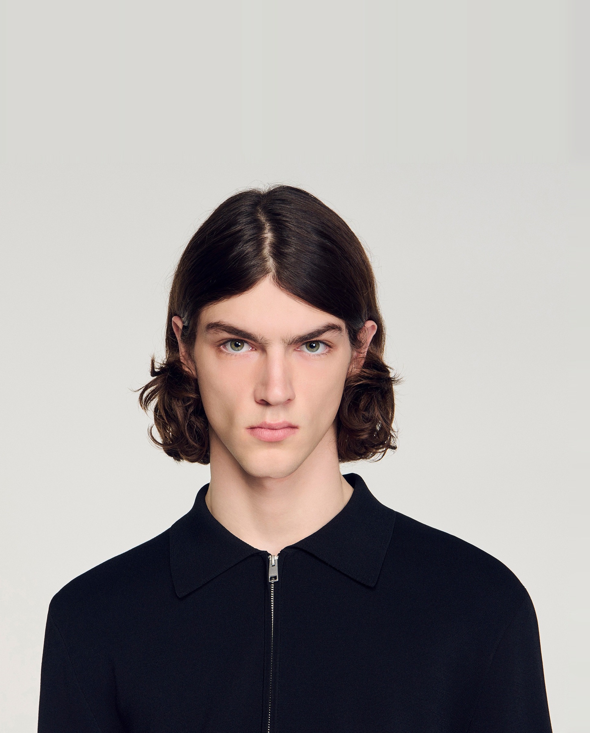 Cárdigan de punto de hombre viscosa cremallera cuello clásico - Sandro - Negro Negro-5