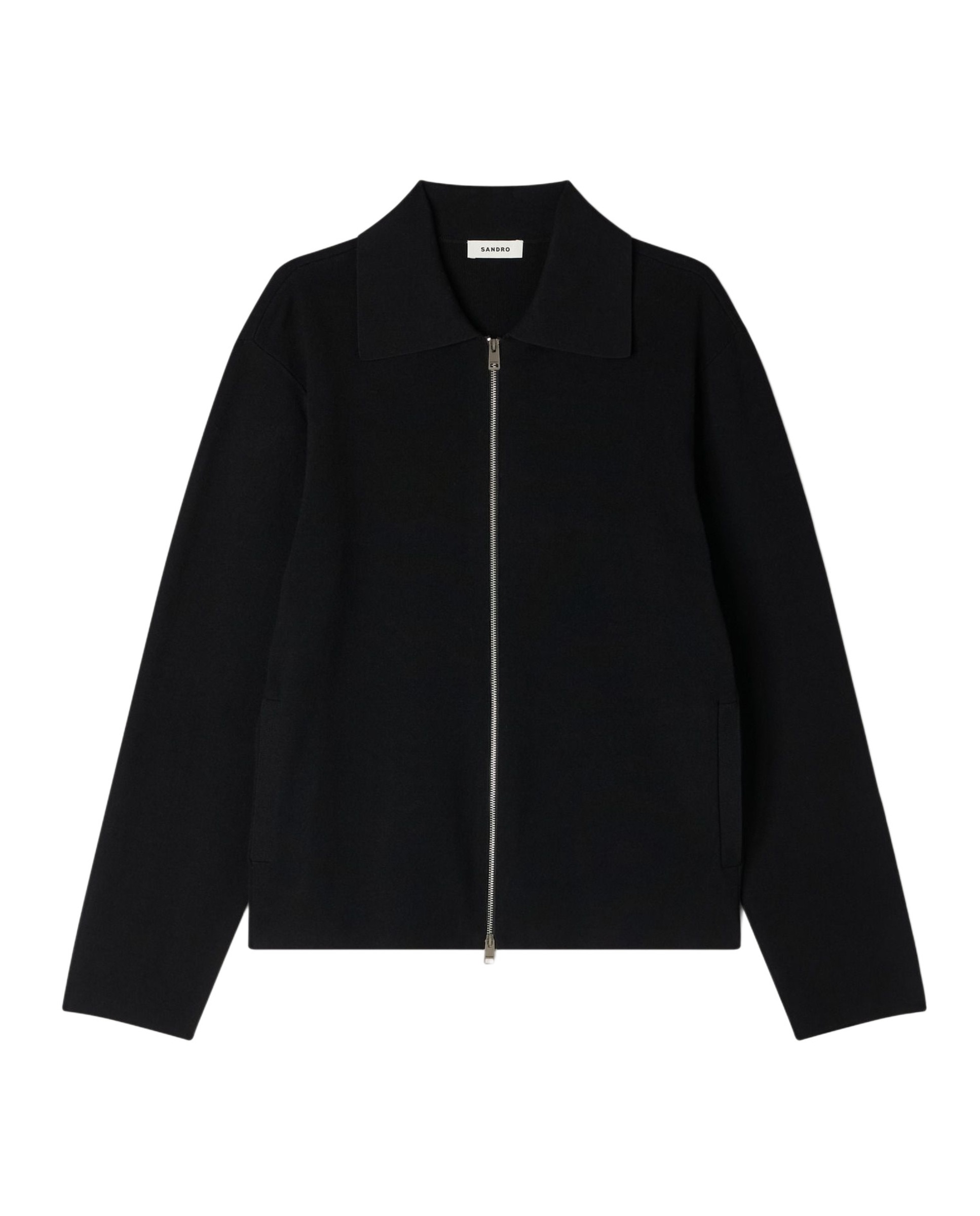 Cárdigan de punto de hombre viscosa cremallera cuello clásico - Sandro - Negro Negro-6