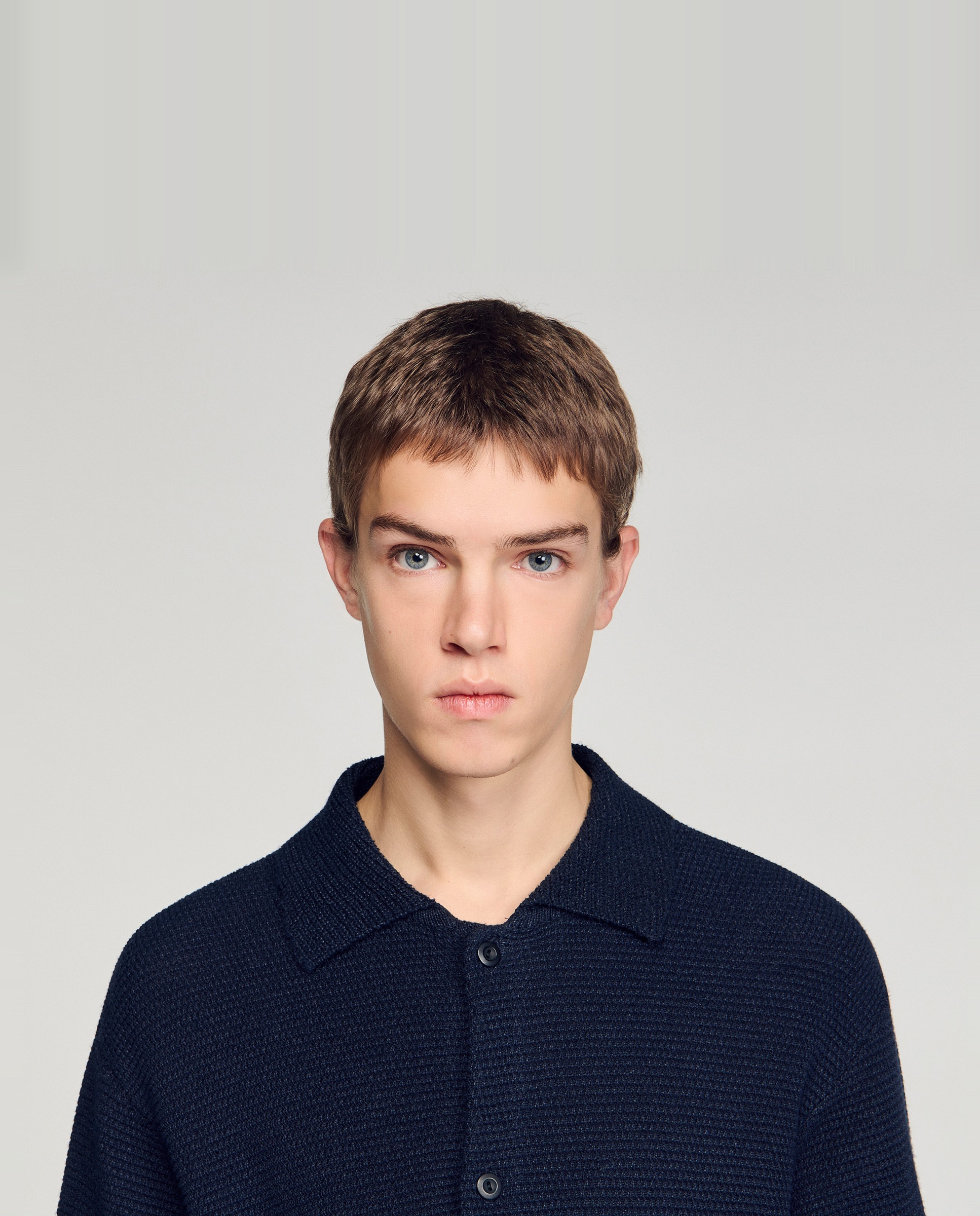 Polo de manga corta hombre efecto yute oversize - Sandro - Azul marino Azul marino-5