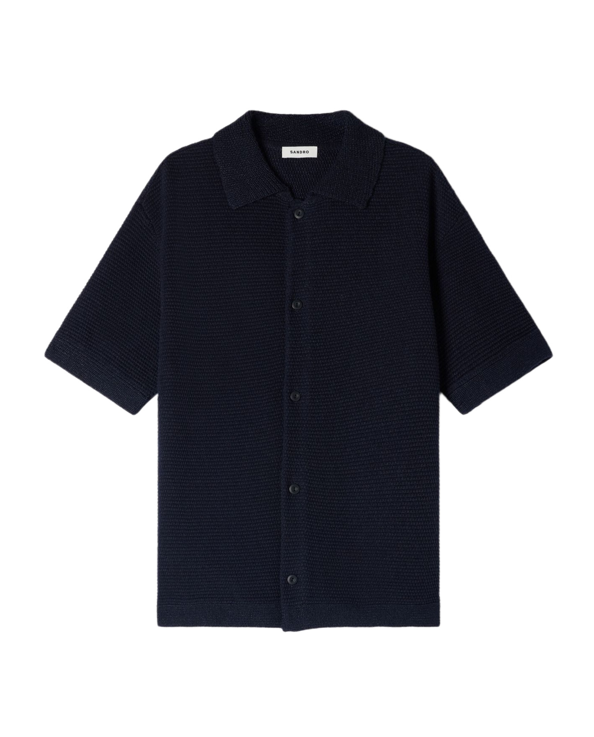Polo de manga corta hombre efecto yute oversize - Sandro - Azul marino Azul marino-6