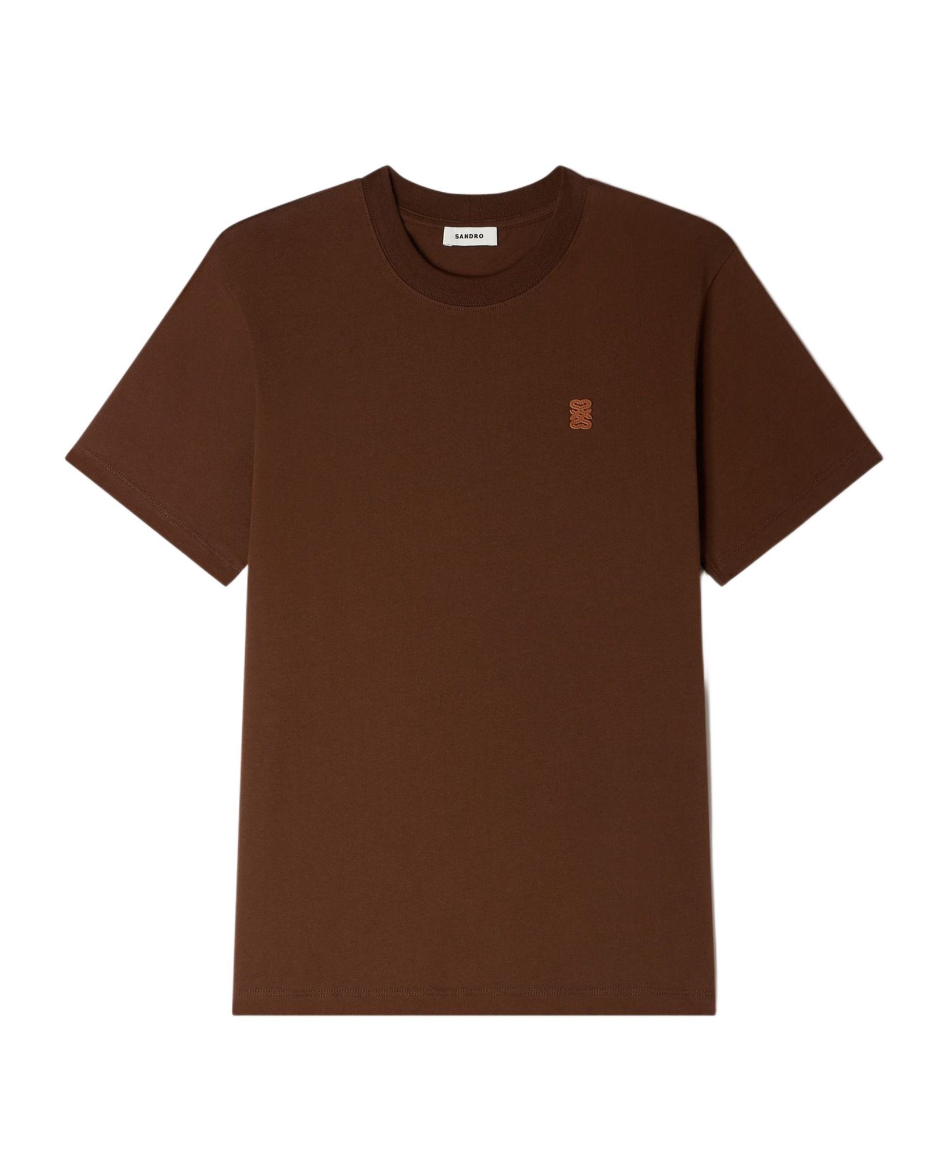 Sudadera sin capucha de hombre con parche de cuero y cuello redondo - Sandro - Marrón oscuro Marrón oscuro-6