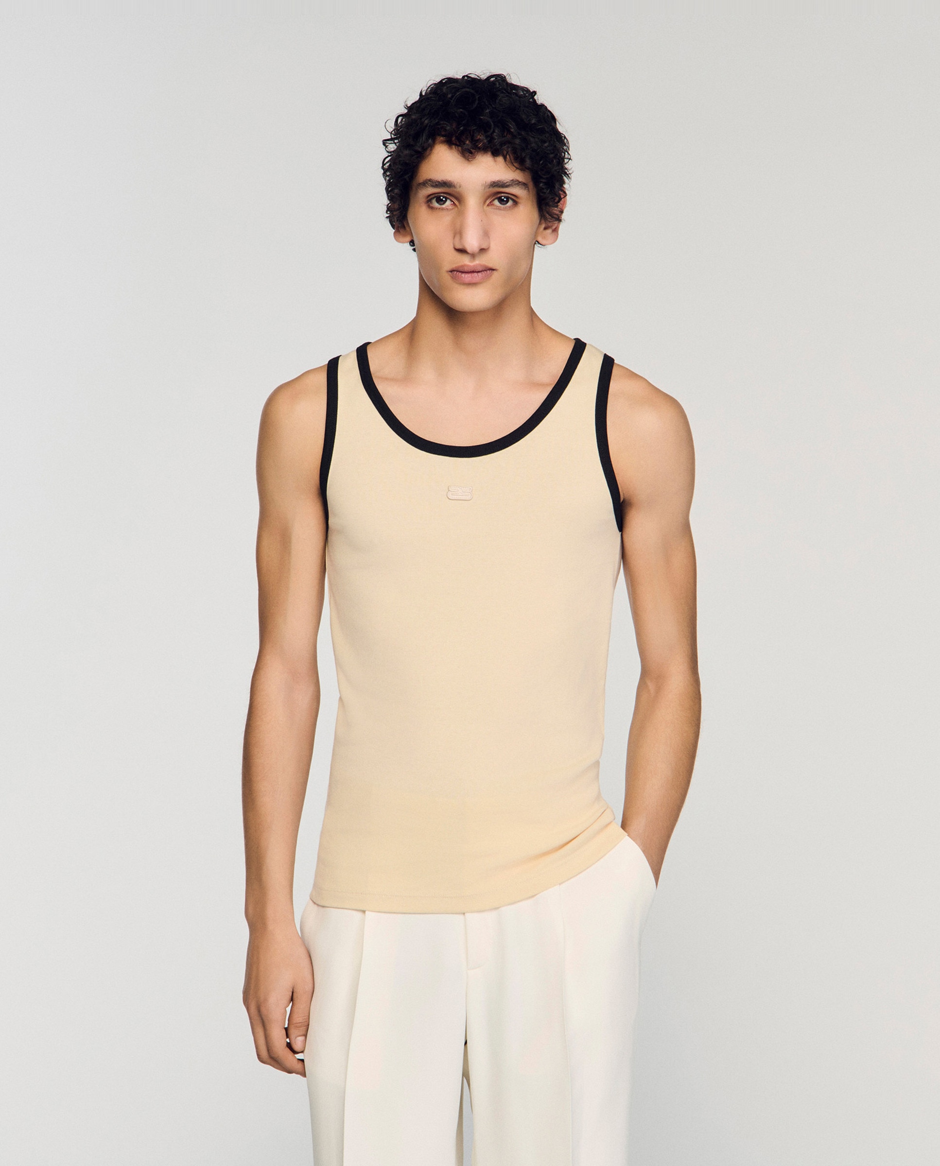 Imagen 0 de Camiseta de manga corta para hombre algodón con parche Arena
