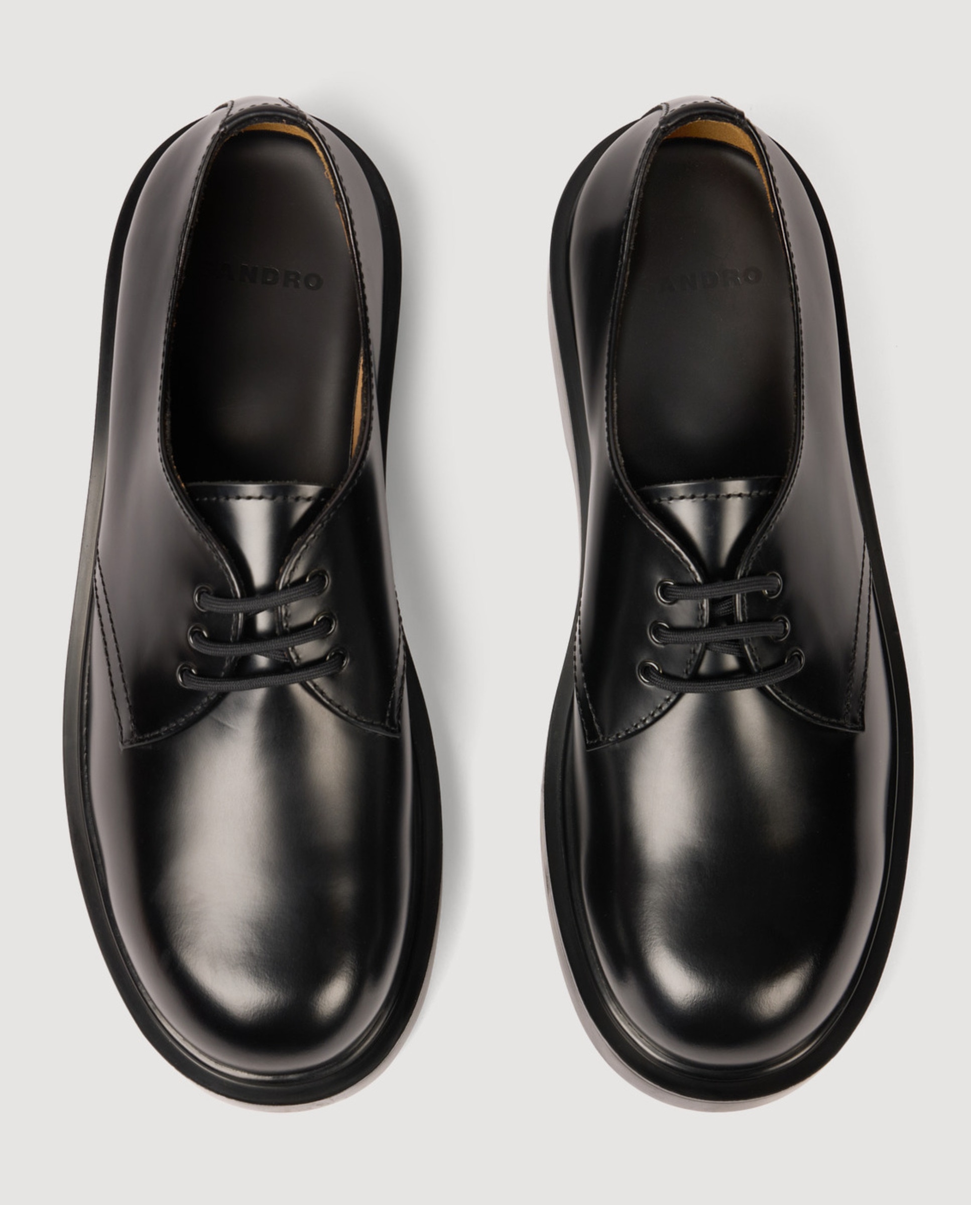 Imagen 2 de Zapatos de cordones de hombre de charol con puntera redonda - Sandro - Negro Negro