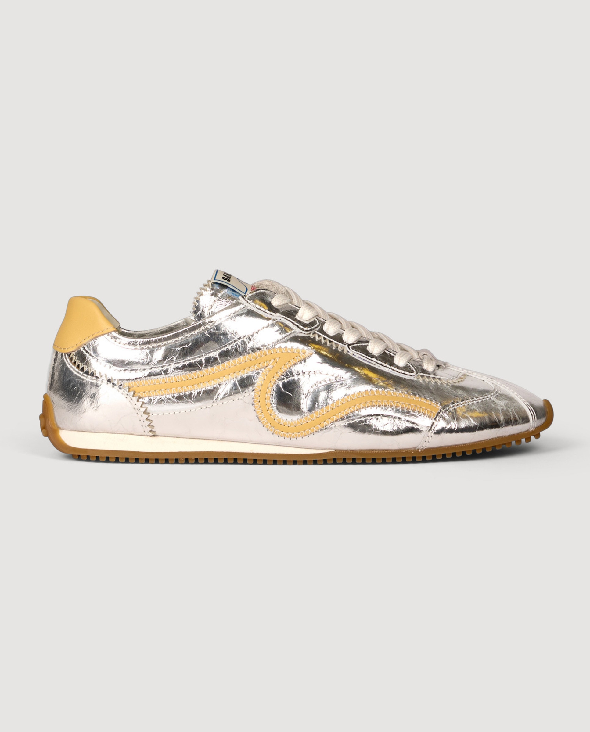 Zapatillas de mujer de cuero metalizado arrugado