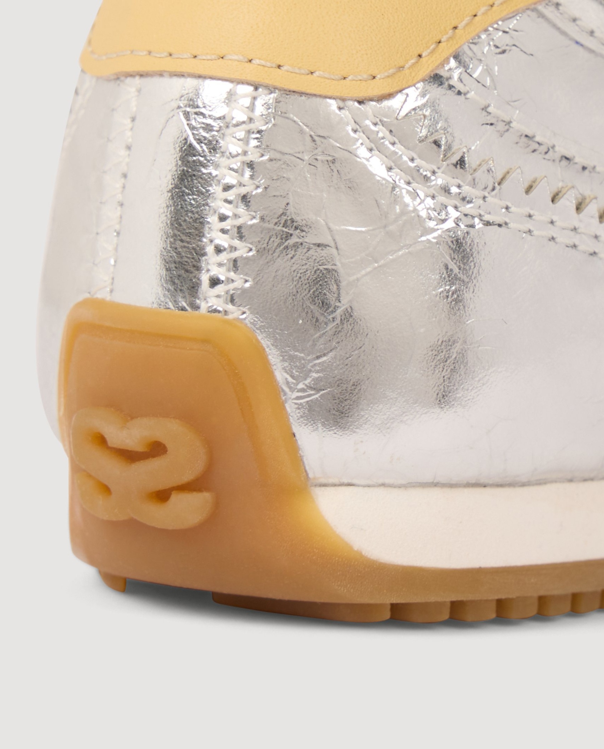 Zapatillas de mujer de cuero metalizado arrugado - Sandro - Plata Plata-3