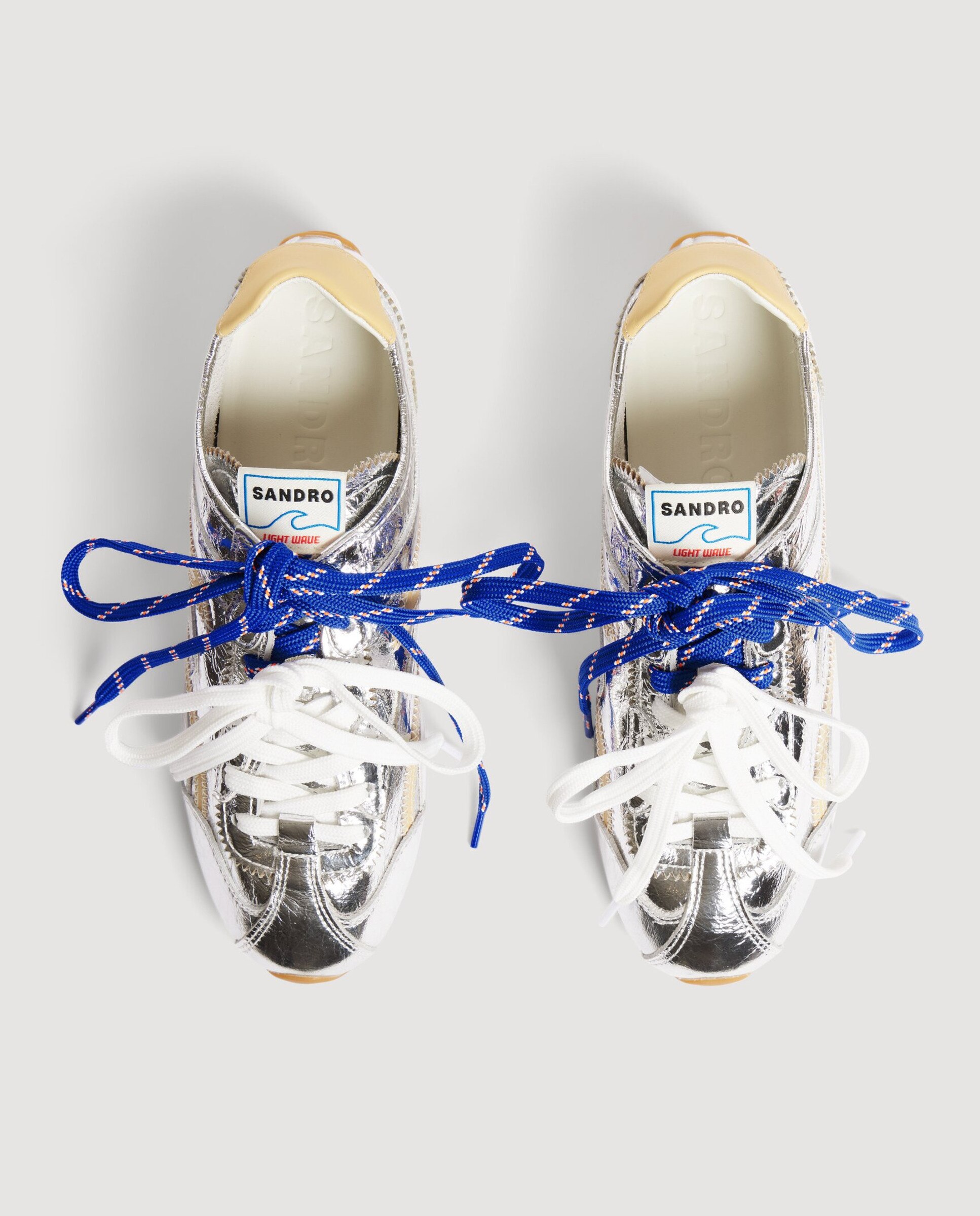Zapatillas de mujer de cuero metalizado arrugado - Sandro - Plata Plata-5