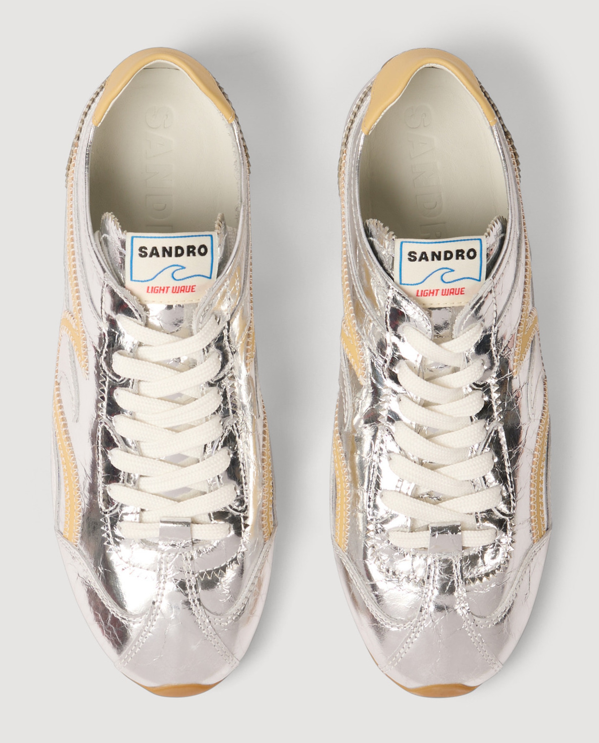 Zapatillas de mujer de cuero metalizado arrugado - Sandro - Plata Plata-6