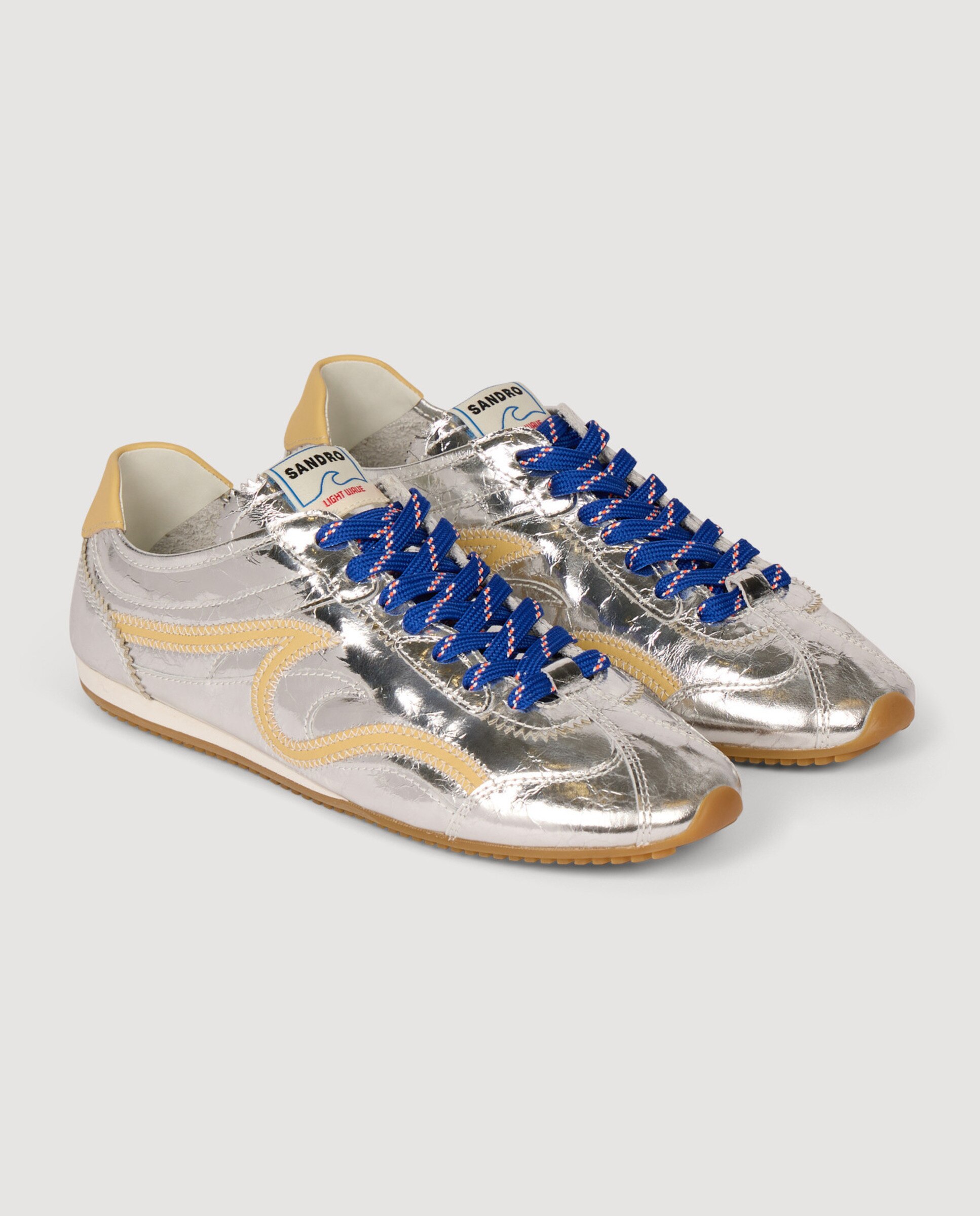 Zapatillas de mujer de cuero metalizado arrugado - Sandro - Plata Plata-7