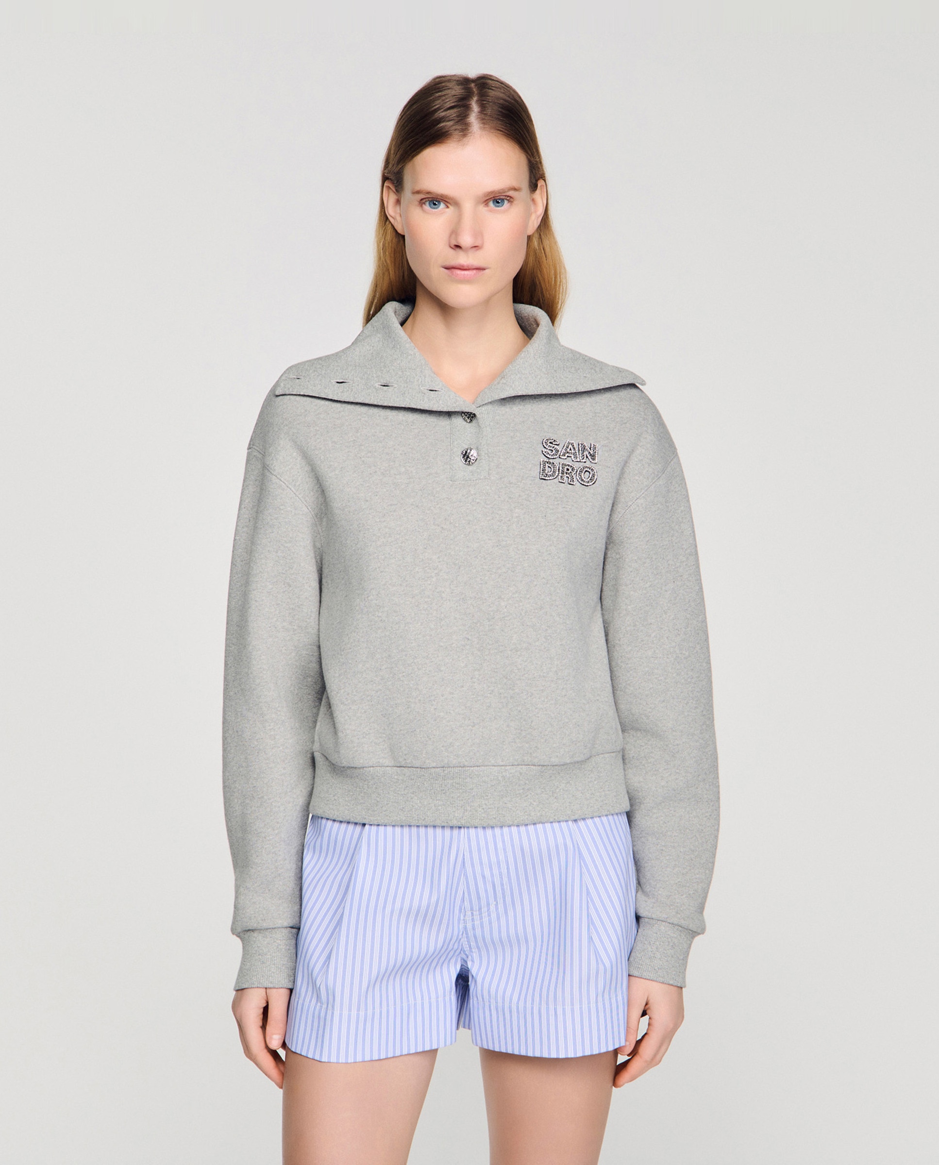 Sudadera de mujer liso - Sandro - Gris Gris-1