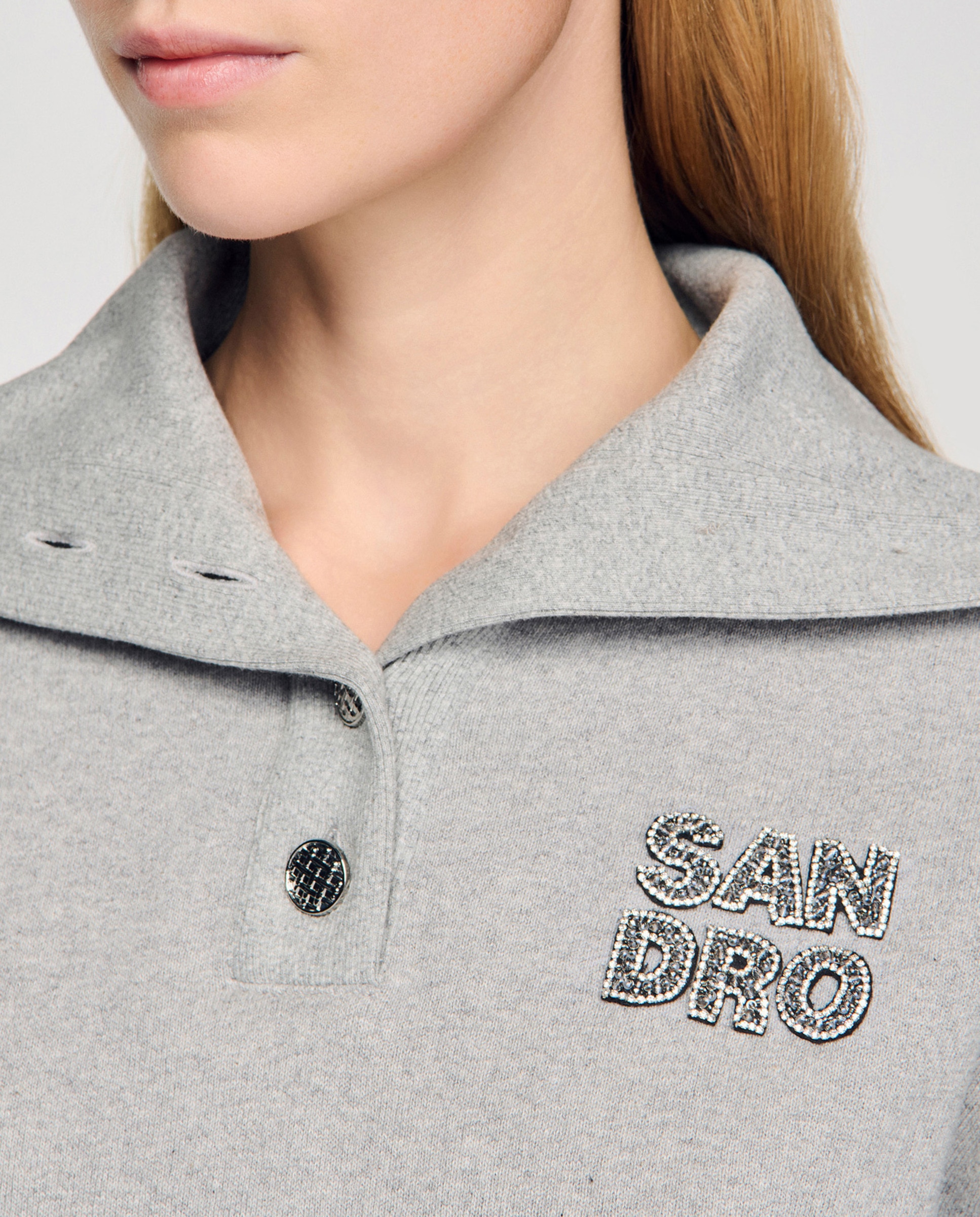 Sudadera de mujer liso - Sandro - Gris Gris-4