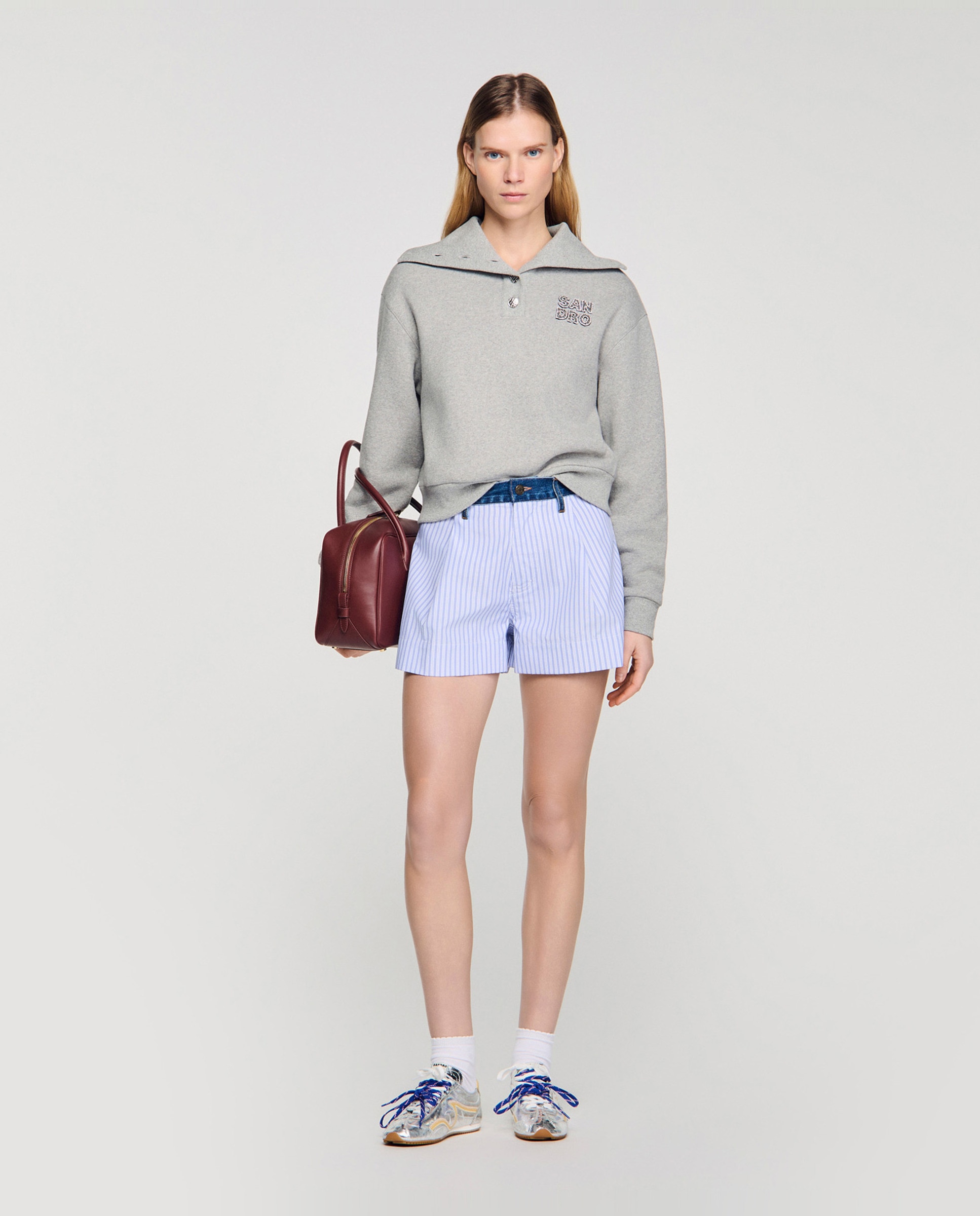 Sudadera de mujer liso - Sandro - Gris Gris-5