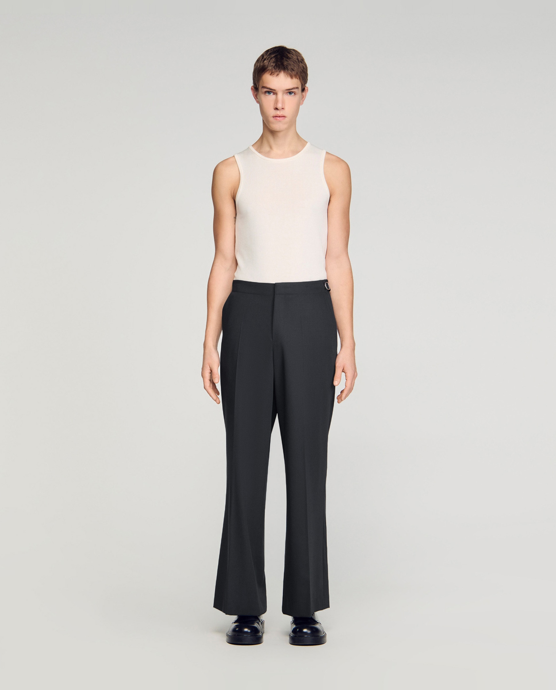 Sandro - Pantalón de vestir de hombre ancho lana bouclé.
