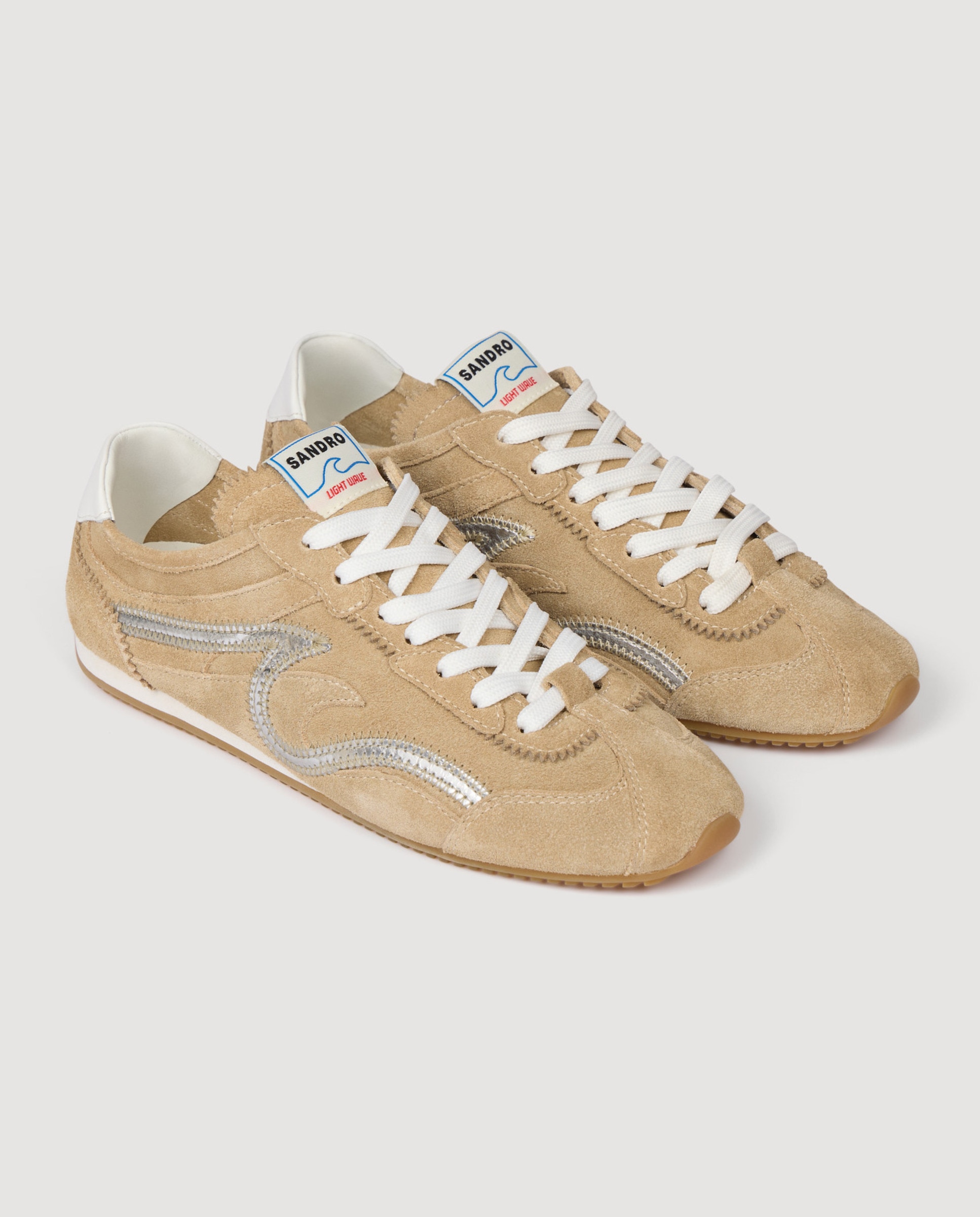 Zapatillas deportivas de mujer de ante con onda - Sandro - Beige Beige-7