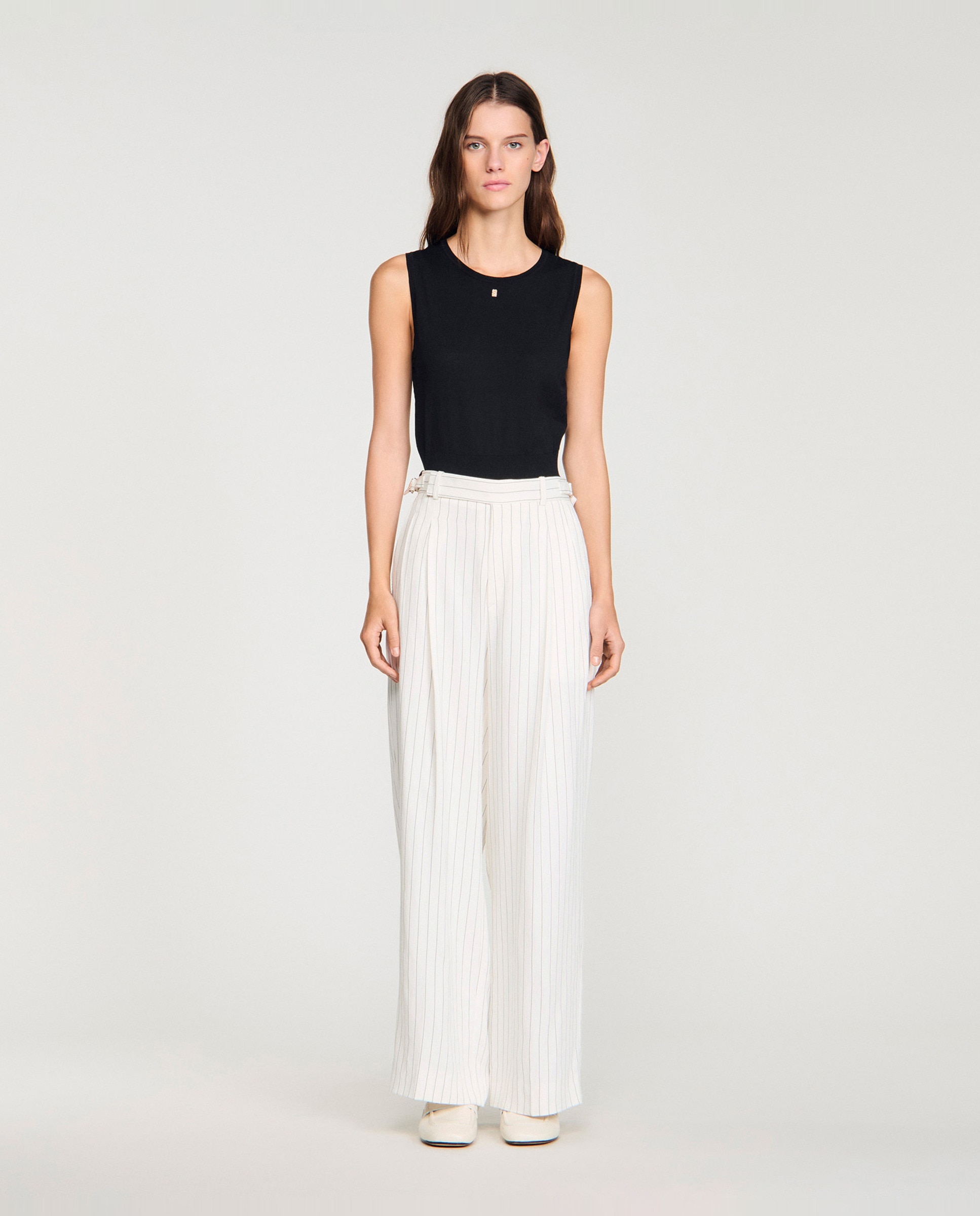 Sandro - Pantalones anchos de mujer a rayas.