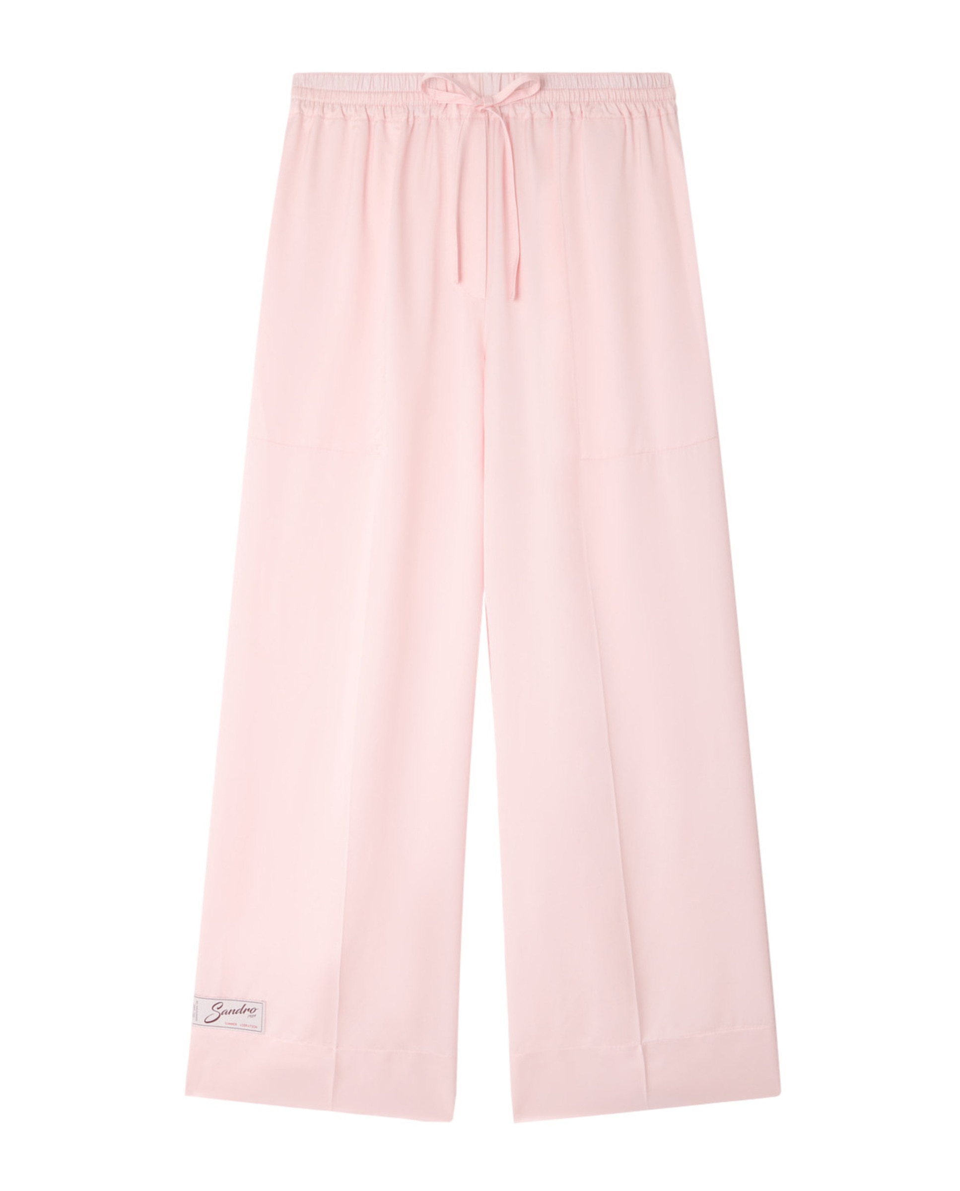 Pantalones anchos de mujer satinados fluidos - Sandro - Rosa Rosa-6
