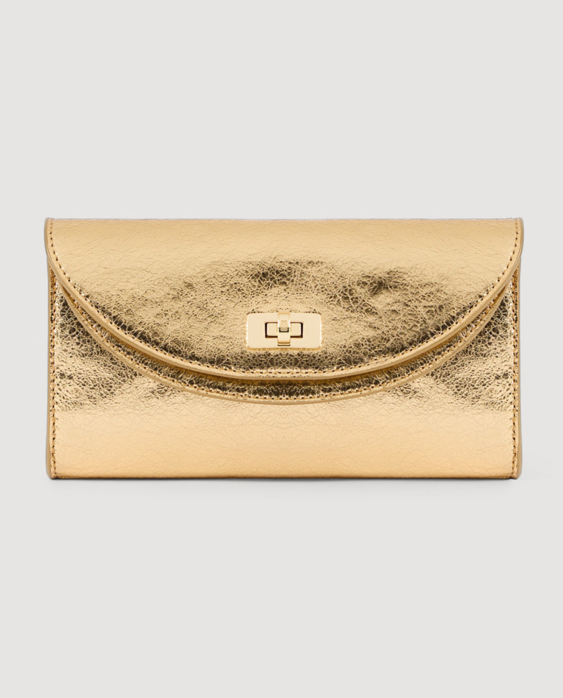 Cartera de mano de mujer pequeña con cierre torniquete - Sandro - Oro Oro-1