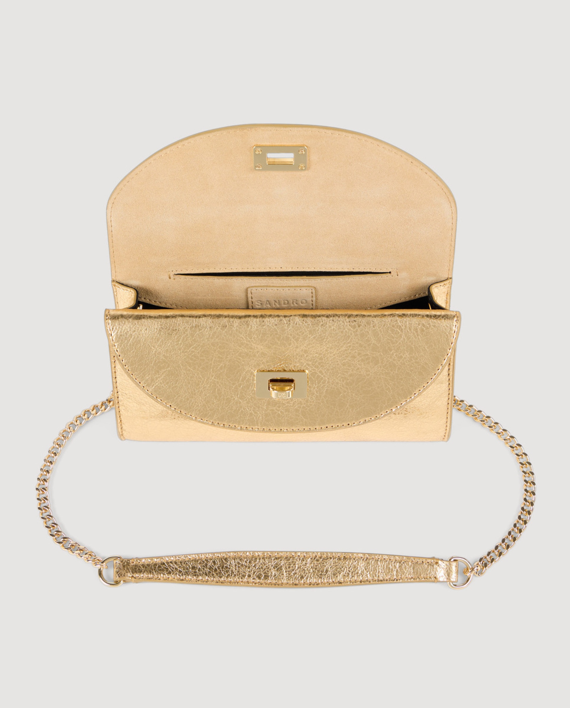 Cartera de mano de mujer pequeña con cierre torniquete - Sandro - Oro Oro-4