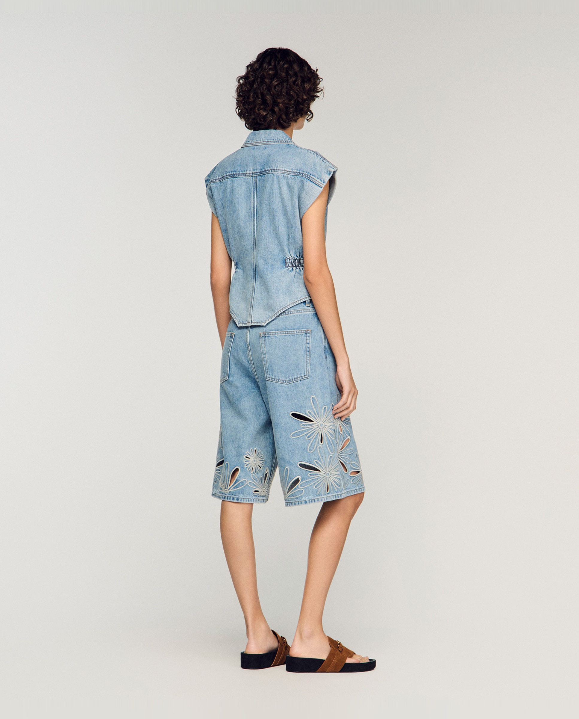 Top de mujer vaquero entallado 100% algodón - Sandro - Azul denim Azul denim-2