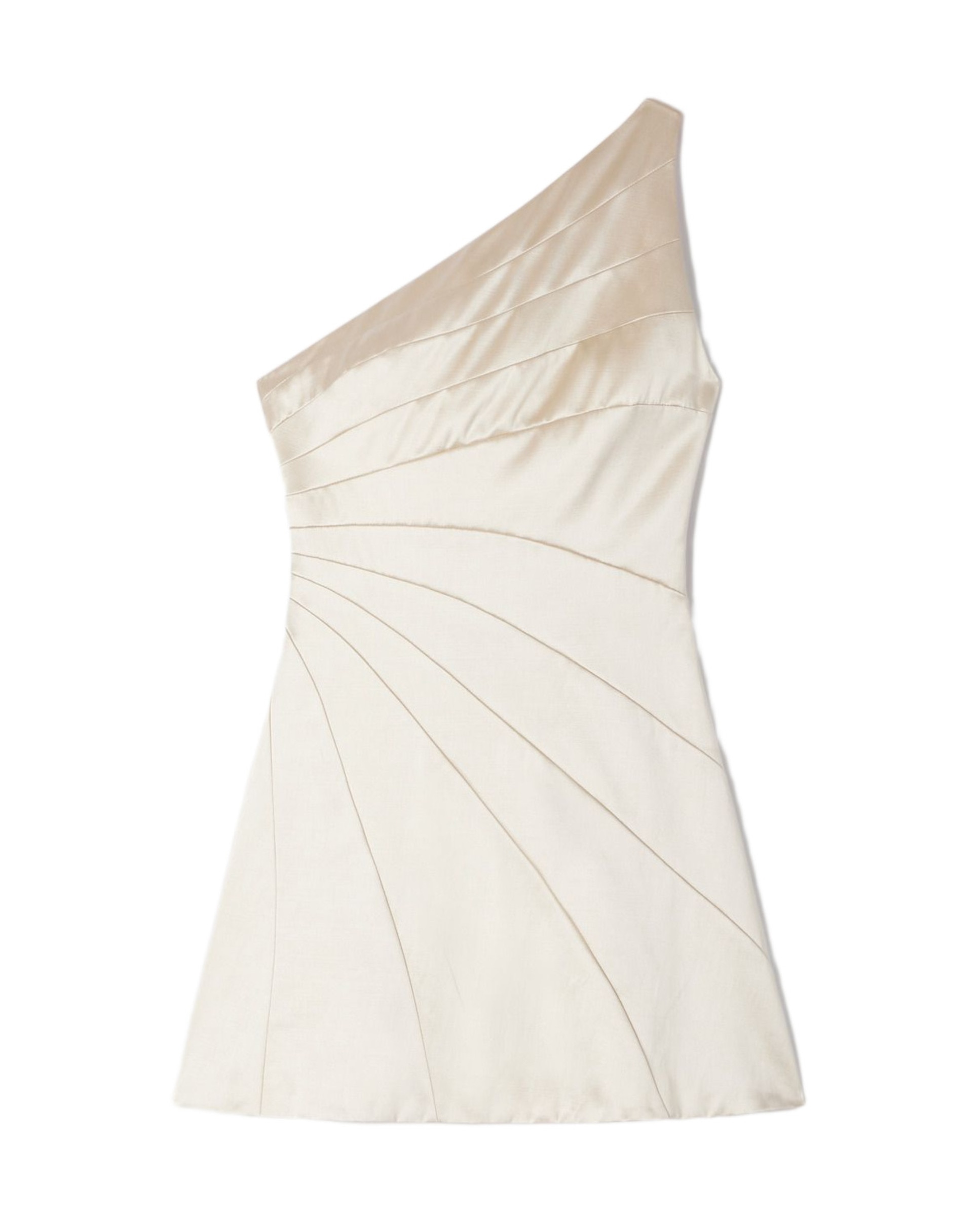 Vestido corto satinado con aberturas y escote asimétrico - Sandro - Beige Beige-6