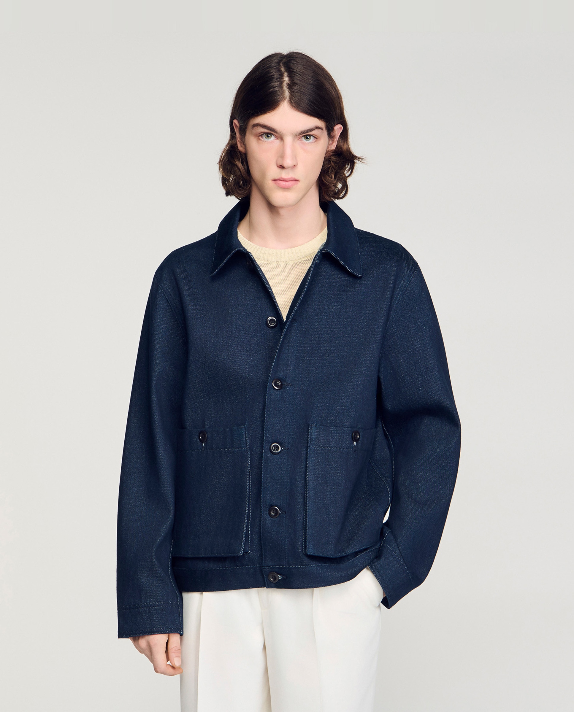Imagen 1 de Cazadora vaquera de hombre worker denim crudo - Sandro - Azul marino Azul marino