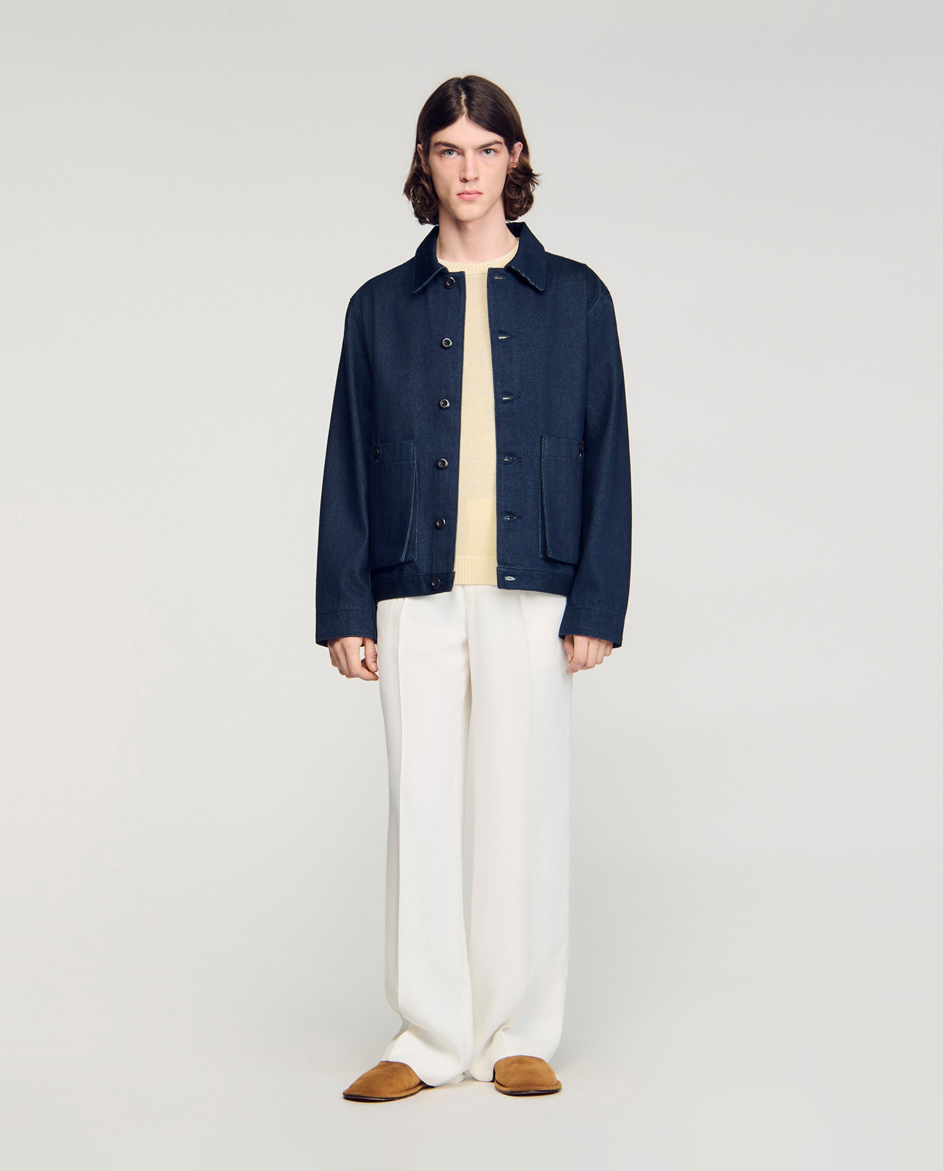 Imagen 3 de Cazadora vaquera de hombre worker denim crudo - Sandro - Azul marino Azul marino