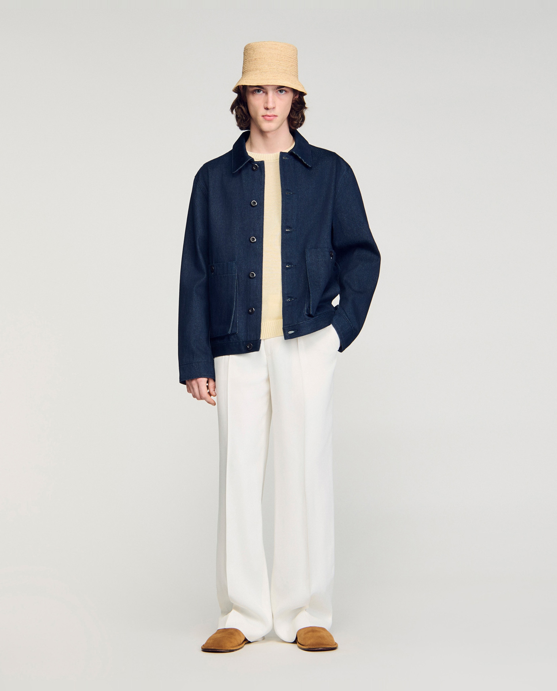 Imagen 4 de Cazadora vaquera de hombre worker denim crudo - Sandro - Azul marino Azul marino