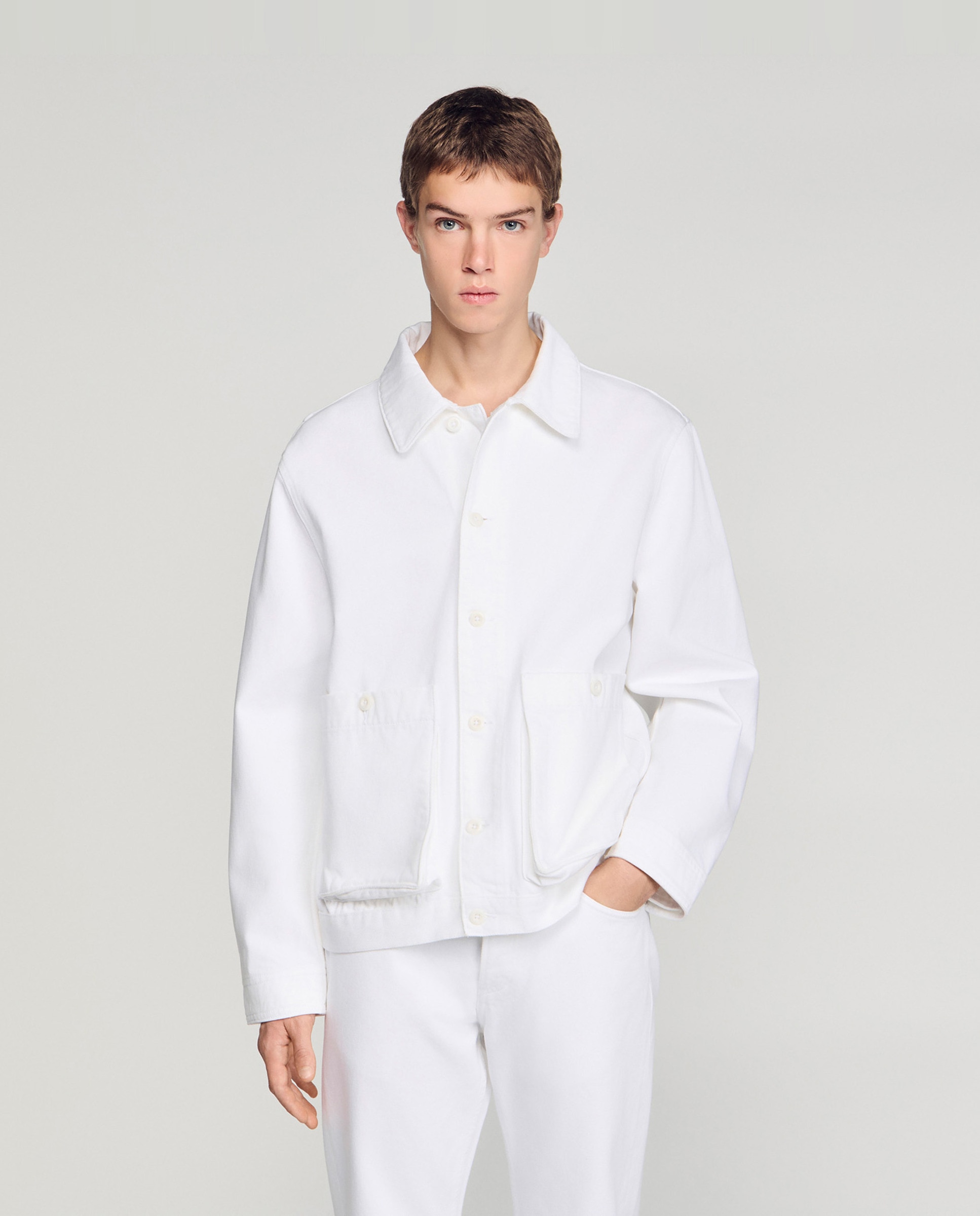 Imagen 0 de Cazadora vaquera de hombre estilo worker en bruto Blanco