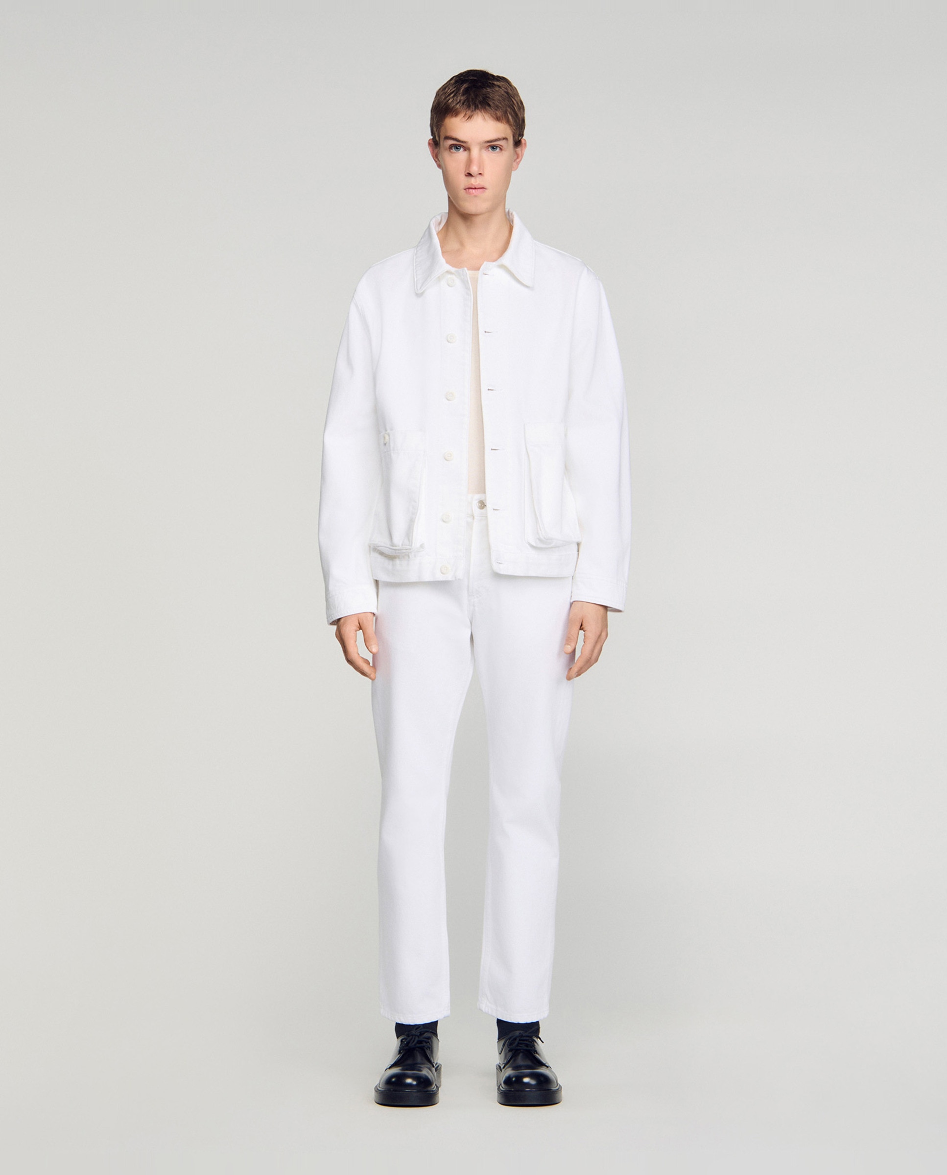 Cazadora vaquera de hombre estilo worker en bruto - Sandro - Blanco Blanco-3