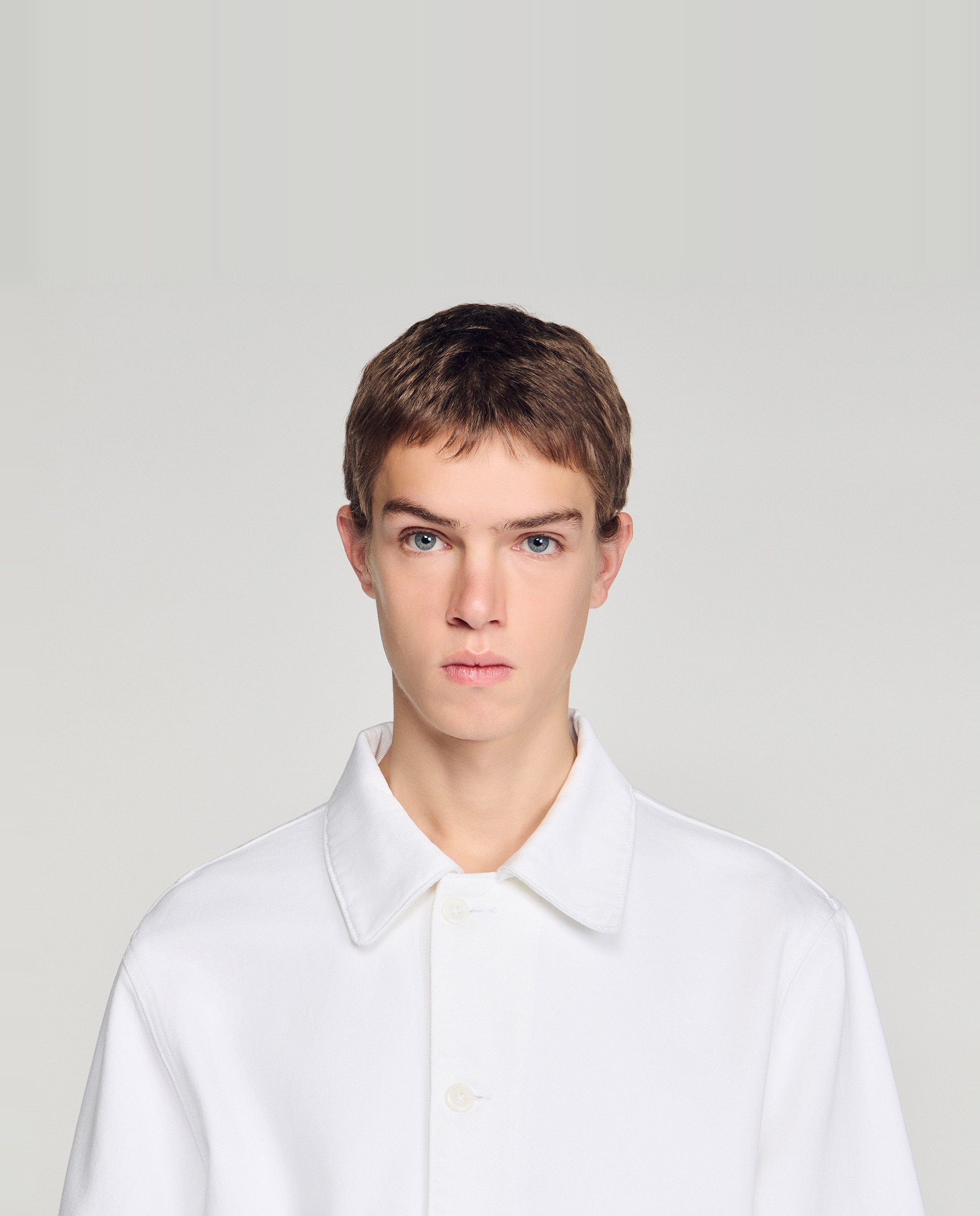 Cazadora vaquera de hombre estilo worker en bruto - Sandro - Blanco Blanco-5