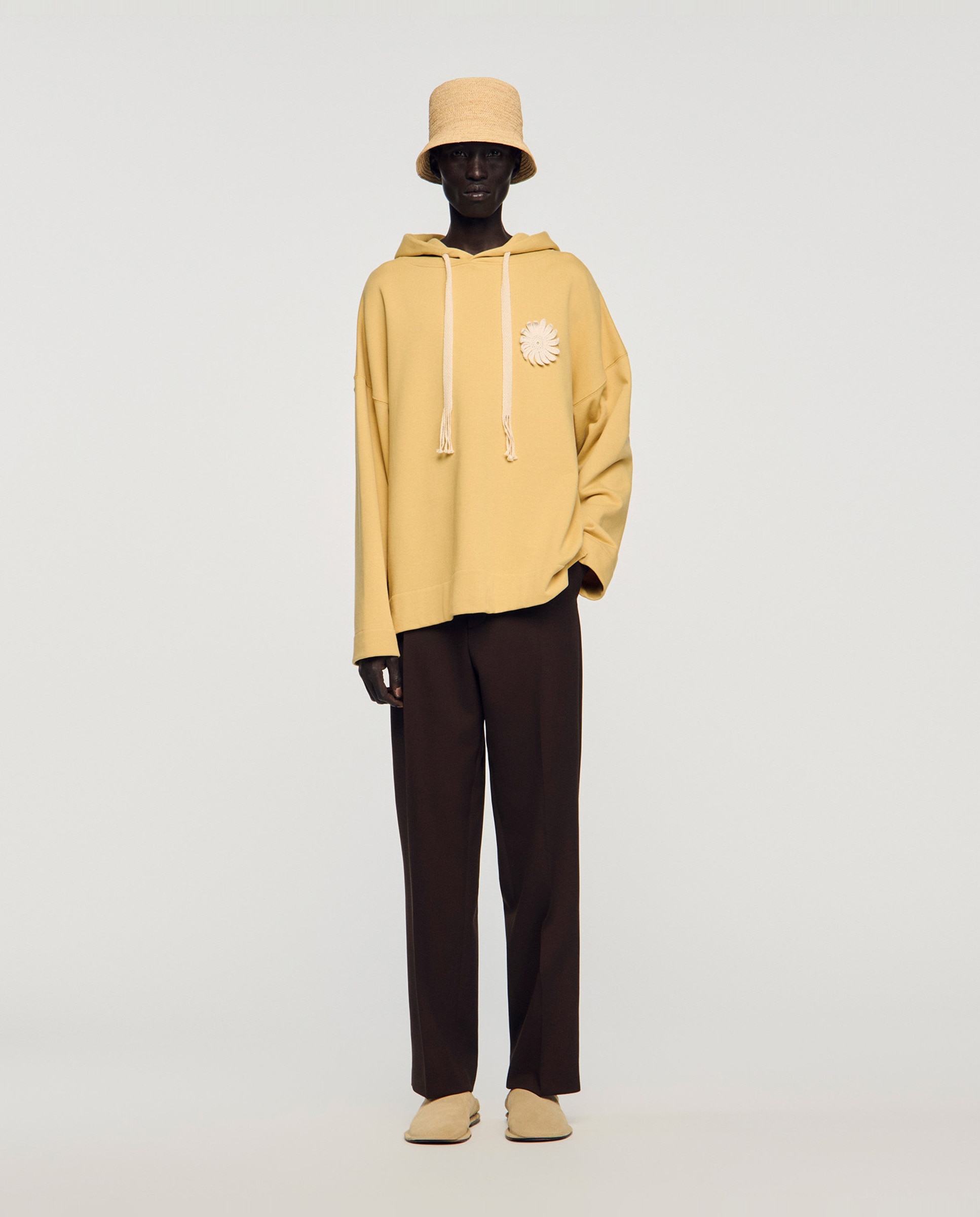 Sudadera con capucha de hombre de algodón oversize con flor de ganchillo - Sandro - Amarillo Amarillo-4