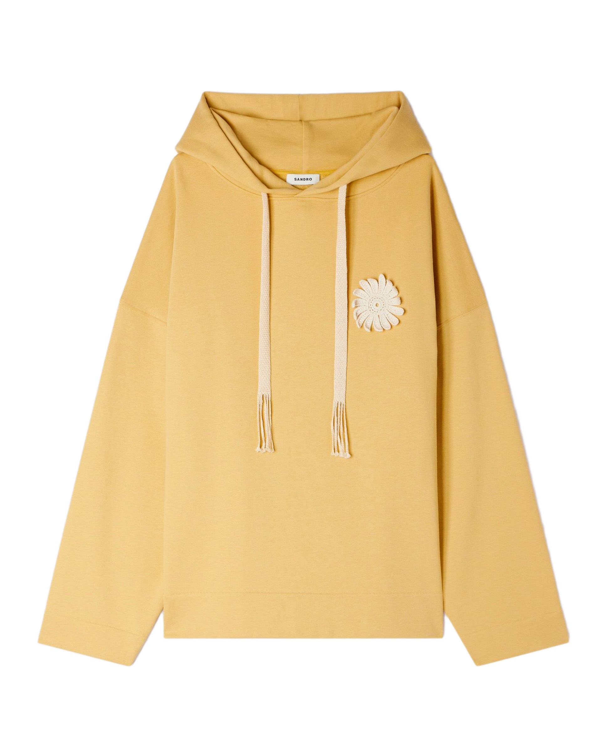 Sudadera con capucha de hombre de algodón oversize con flor de ganchillo - Sandro - Amarillo Amarillo-5