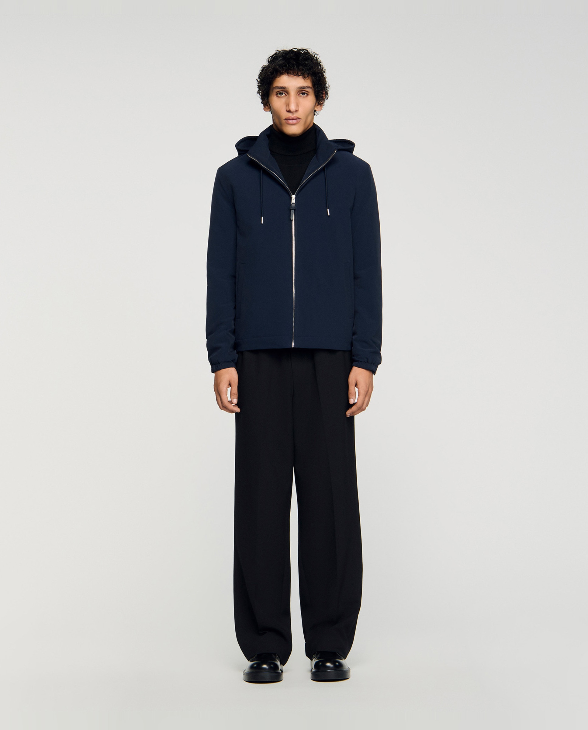 Cazadora bomber de hombre con cremallera y capucha - Sandro - Azul marino Azul marino-3
