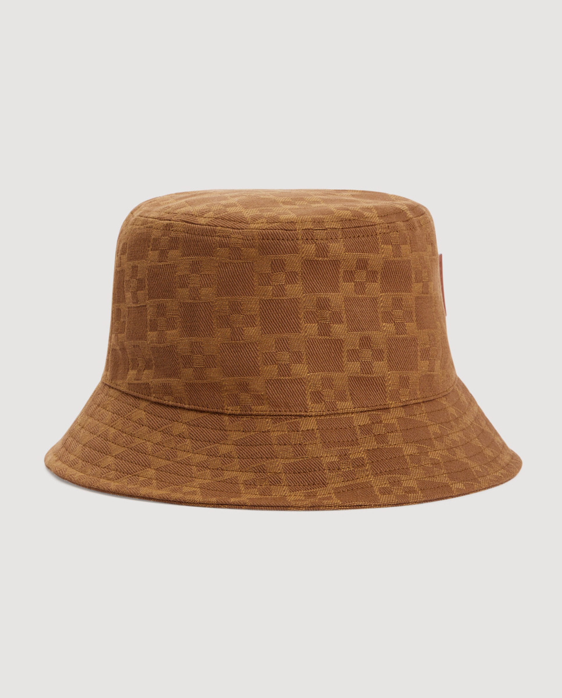 Imagen 0 de Sombrero de hombre de algodón con parche de cuero Camel