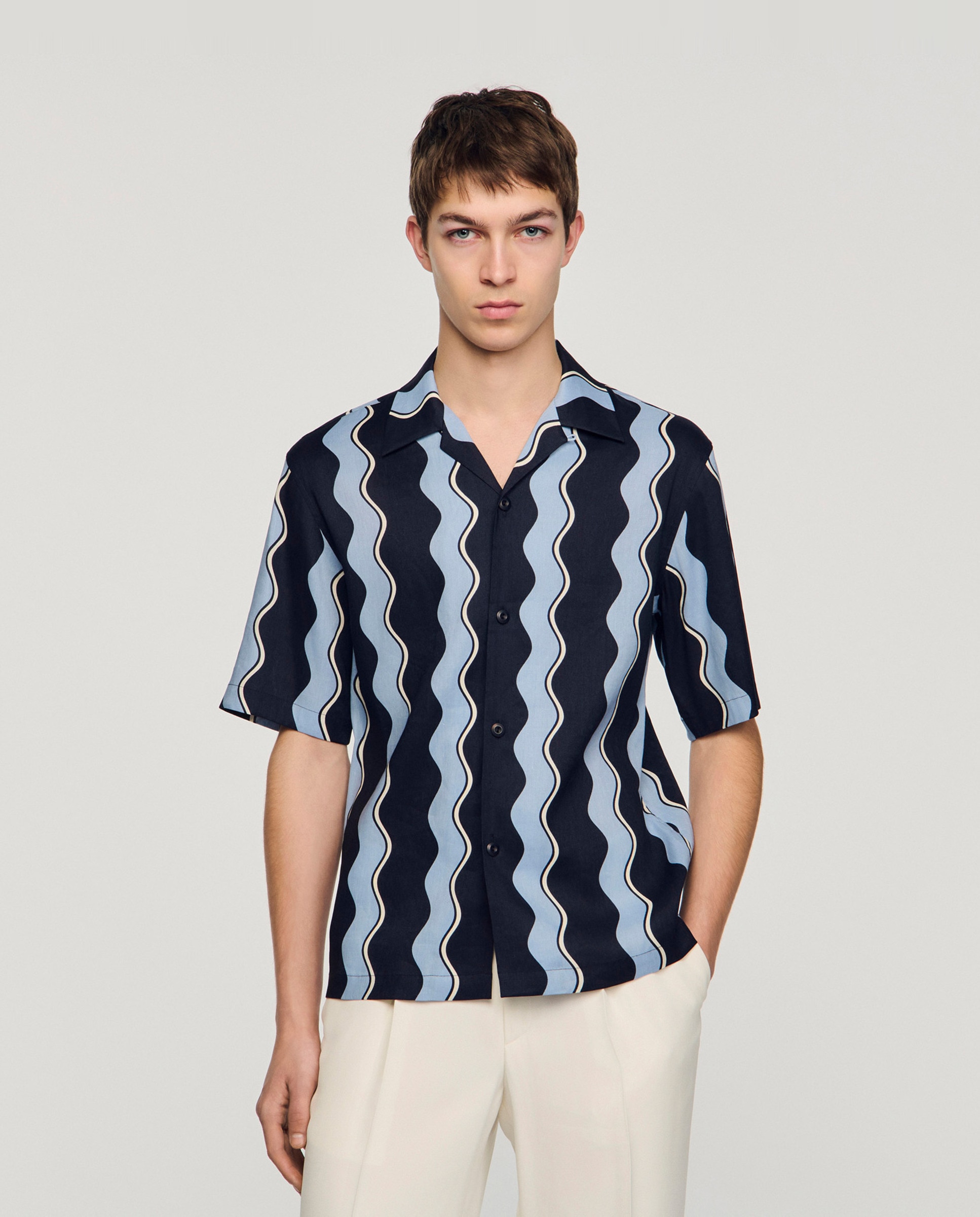 Camisa de hombre de lino con estampado