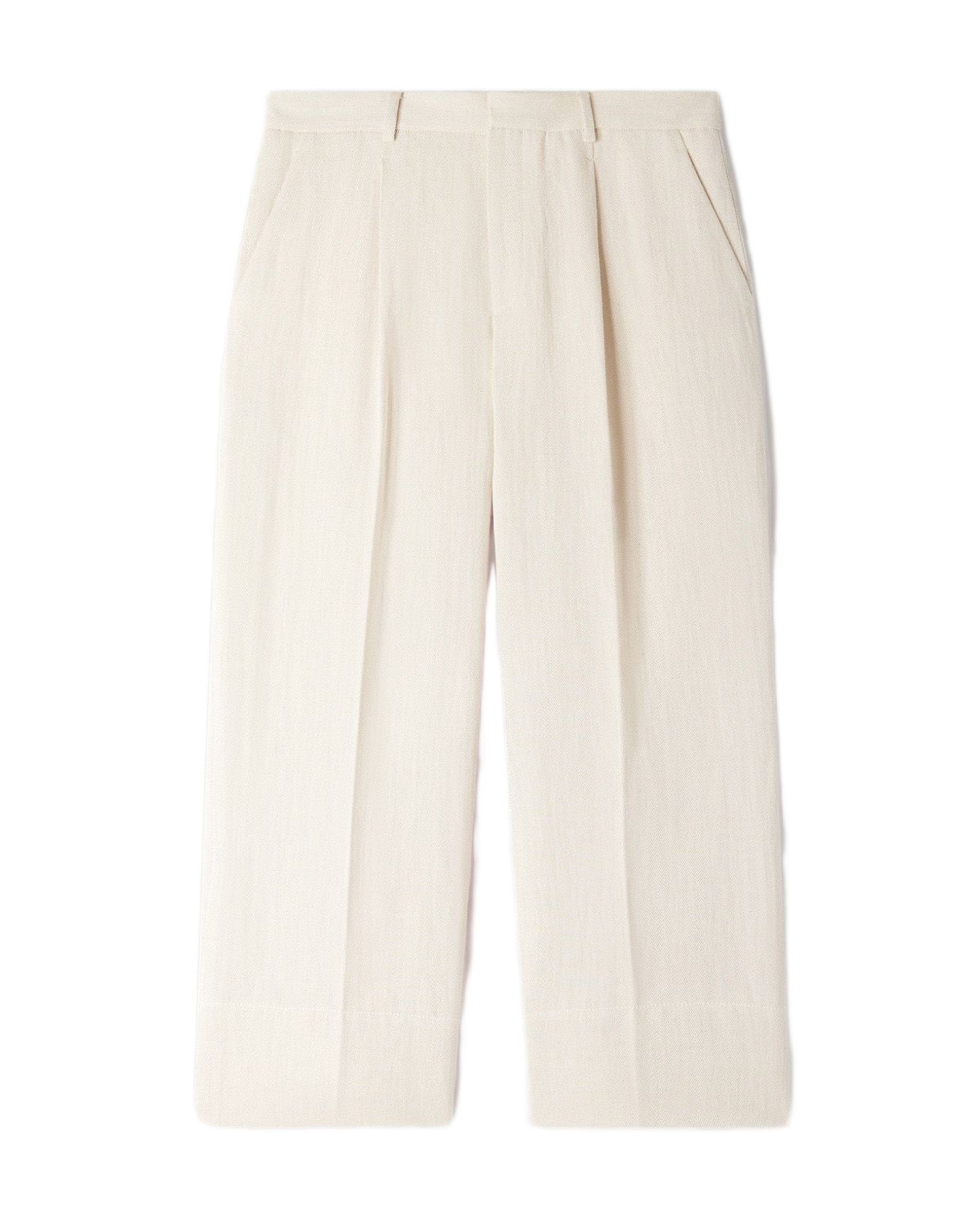 Imagen 6 de Pantalón de hombre ancho en lino y algodón con pinzas - Sandro - Blanco Blanco