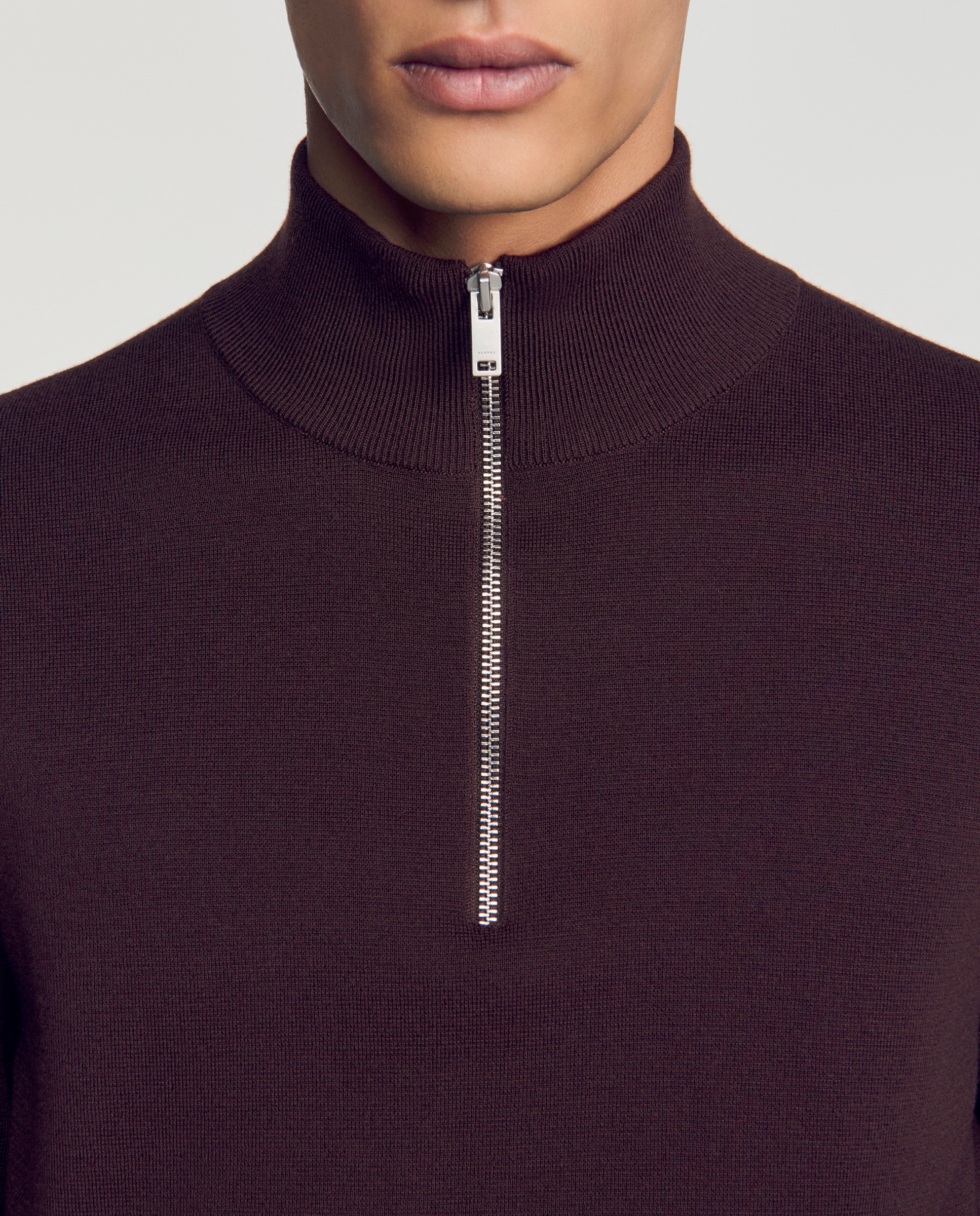 Imagen 5 de Jersey de hombre de lana cuello alto con cremallera - Sandro - Marrón oscuro Marrón oscuro