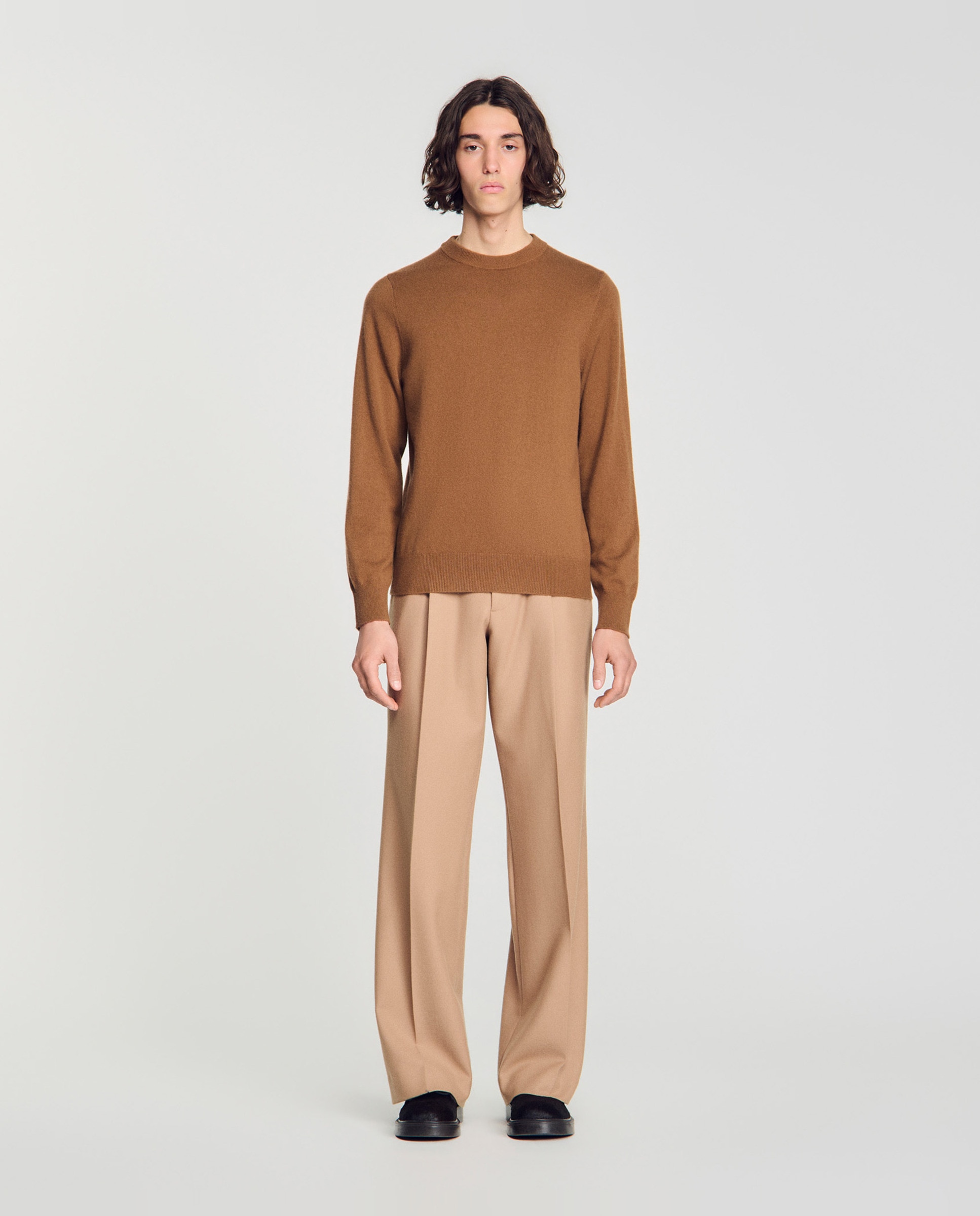 Jersey de hombre de cachemira cuello redondo - Camel Camel-3