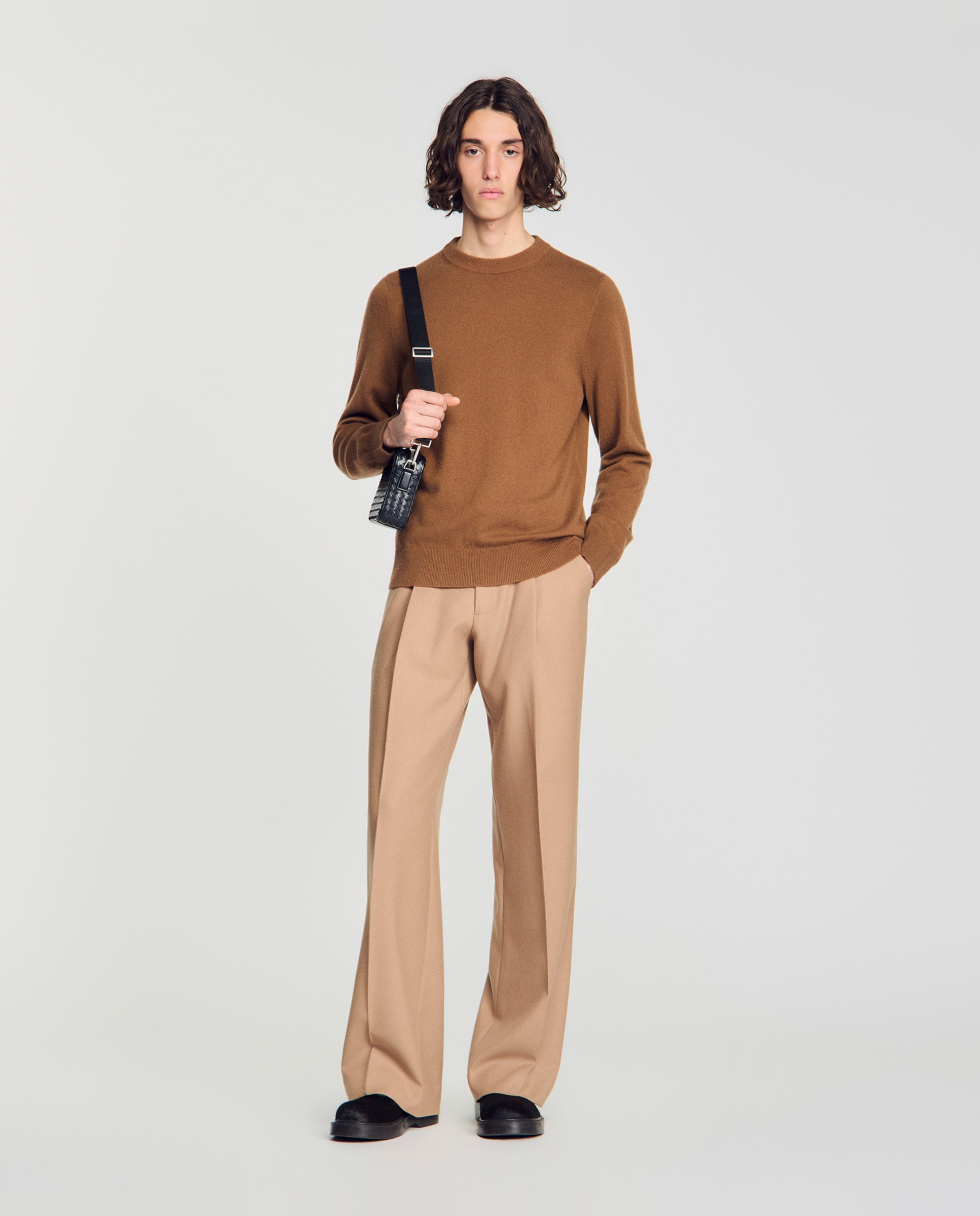 Jersey de hombre de cachemira cuello redondo - Camel Camel-4