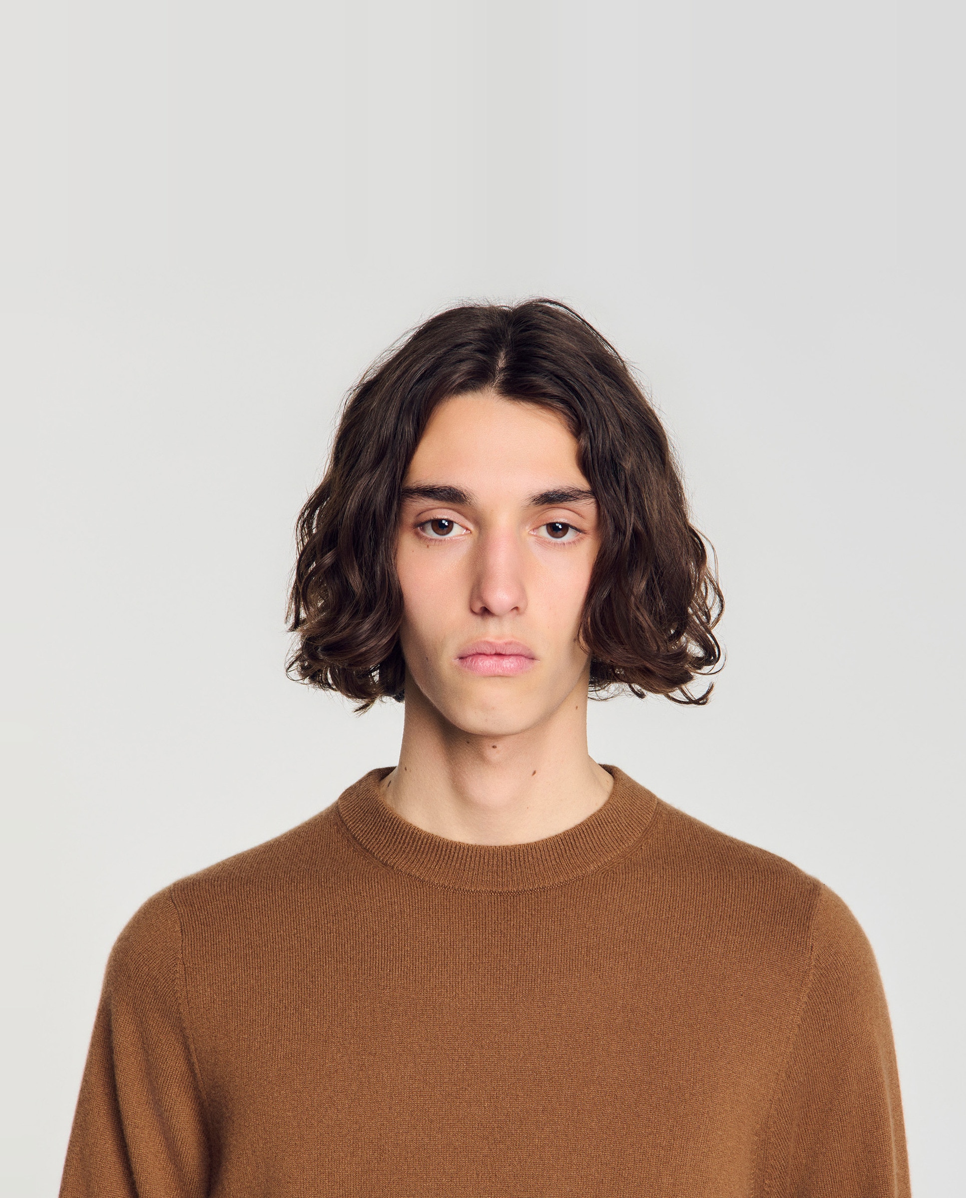 Jersey de hombre de cachemira cuello redondo - Camel Camel-5