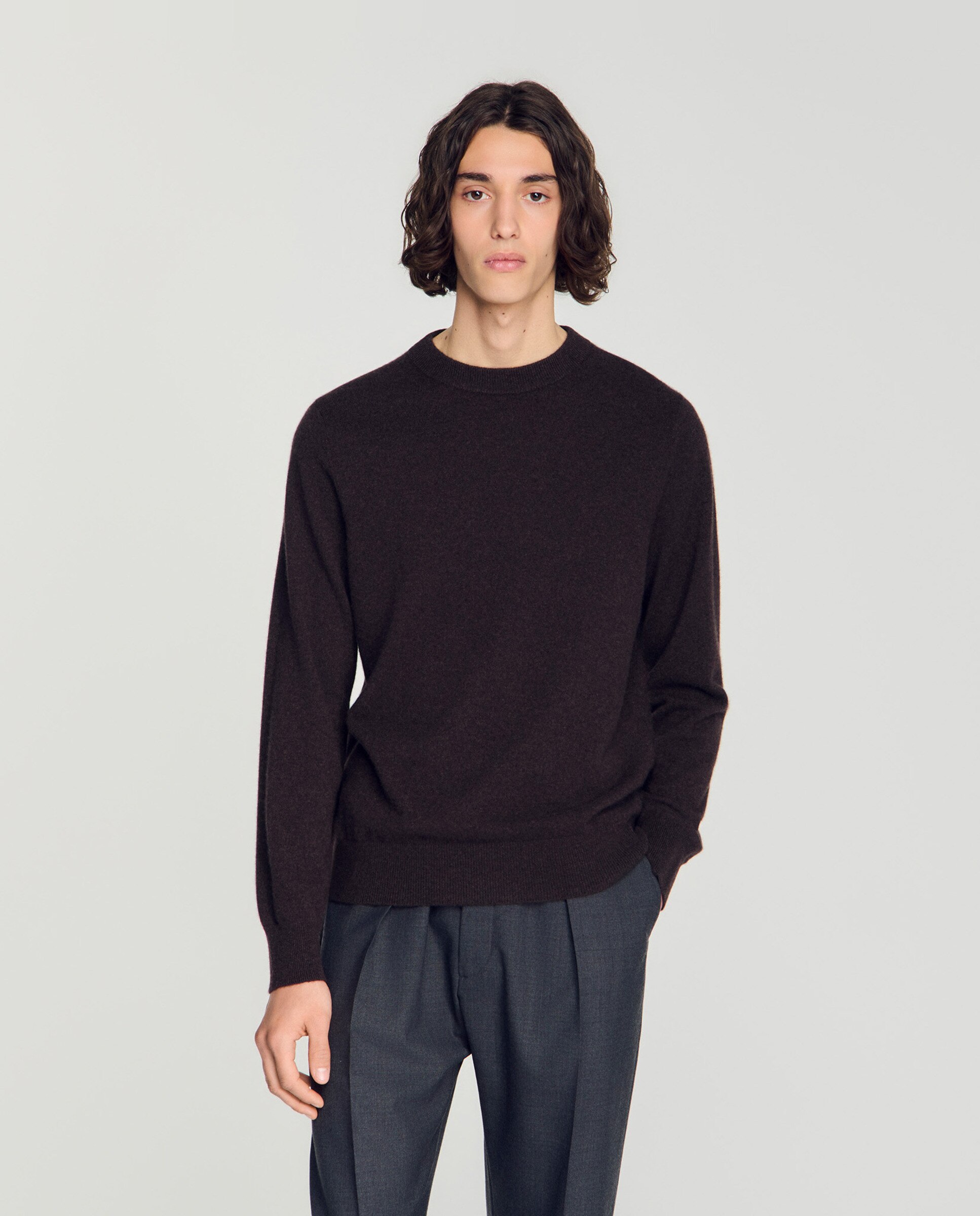 Jersey de cachemira para hombre cuello redondo