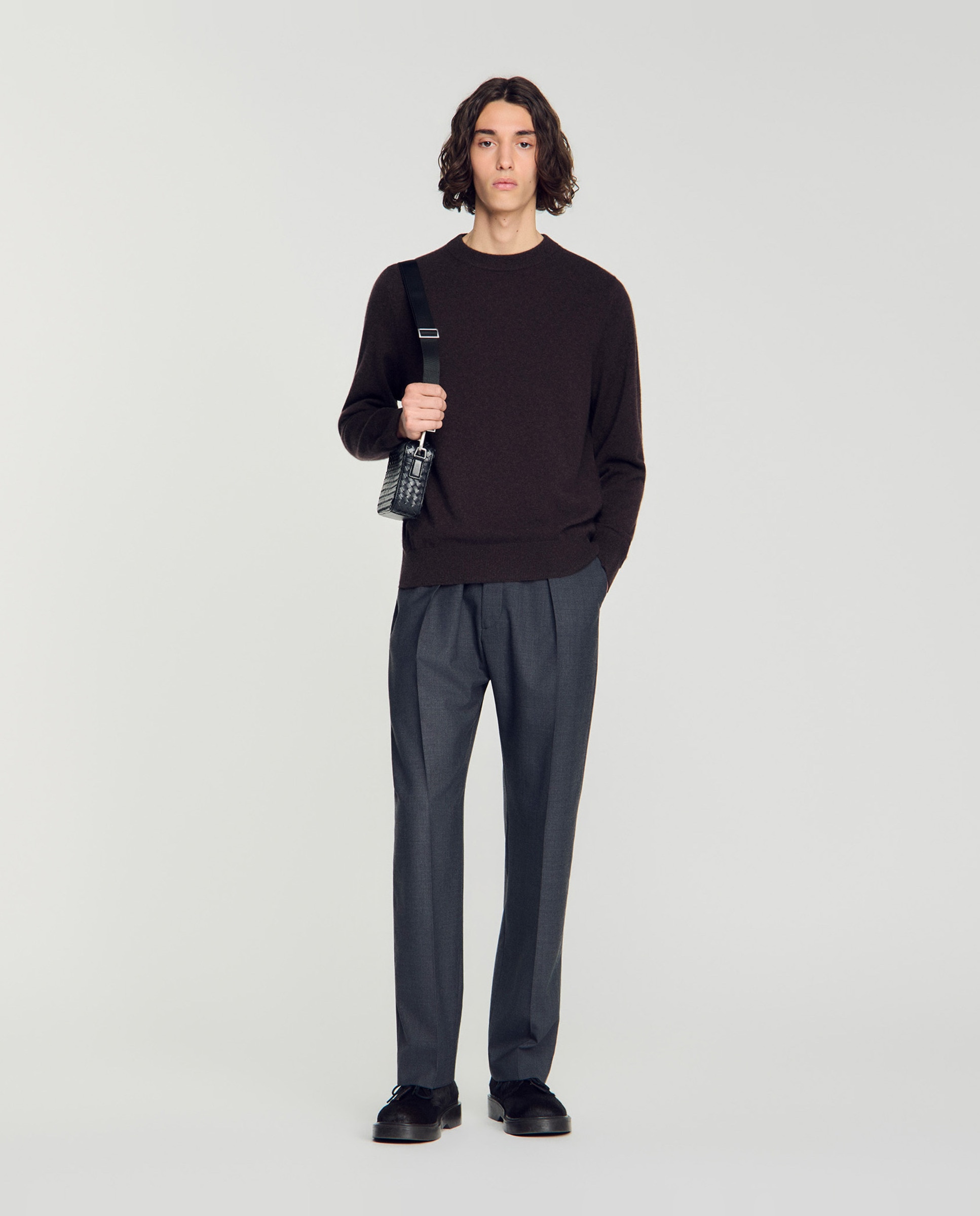 Jersey de hombre de cachemira cuello redondo - Marrón oscuro Marrón oscuro-5