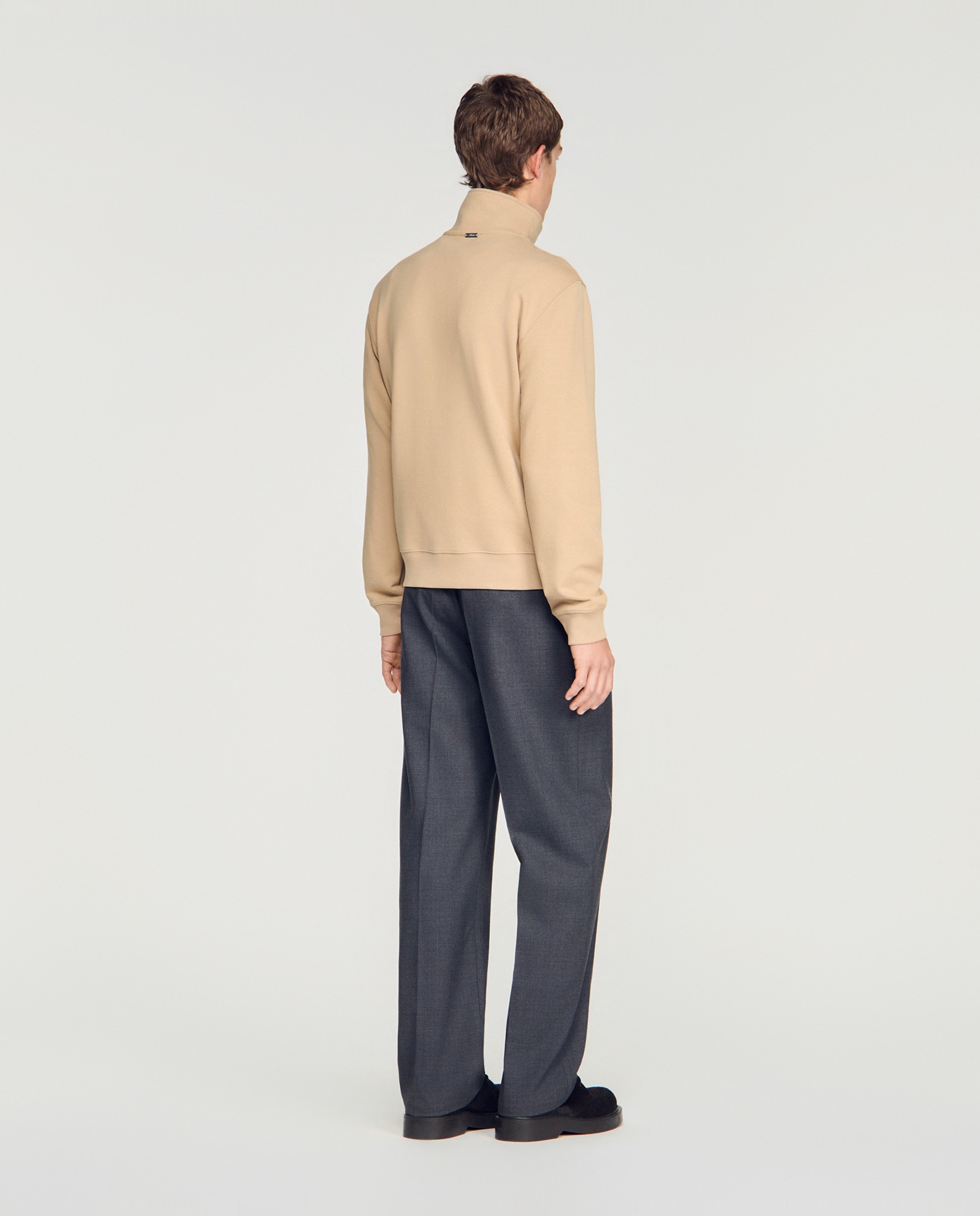 Sudadera con cremallera de hombre de algodón de corte clásico - Sandro - Marrón Marrón-2